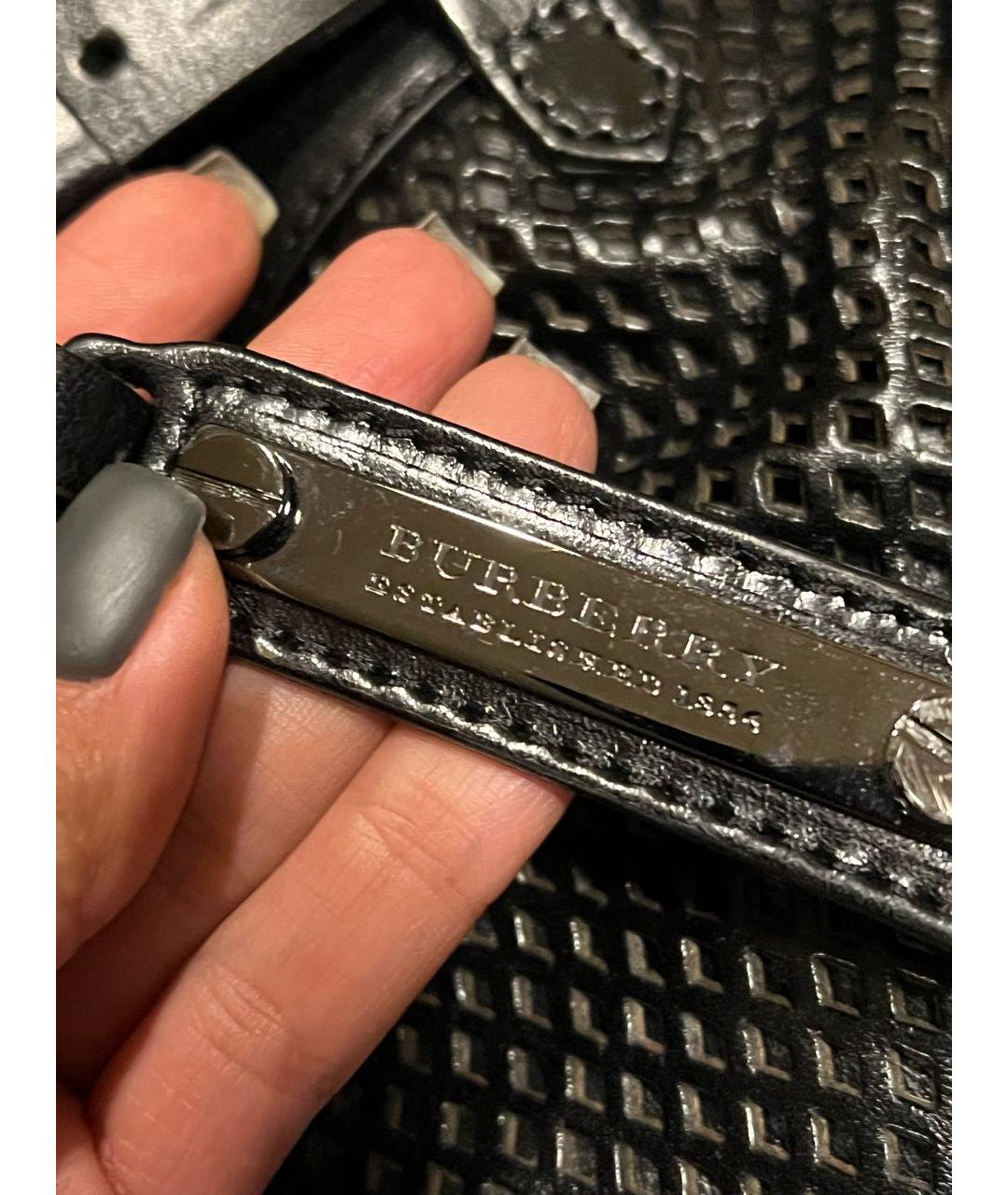 BURBERRY Черная кожаная сумка с короткими ручками, фото 5