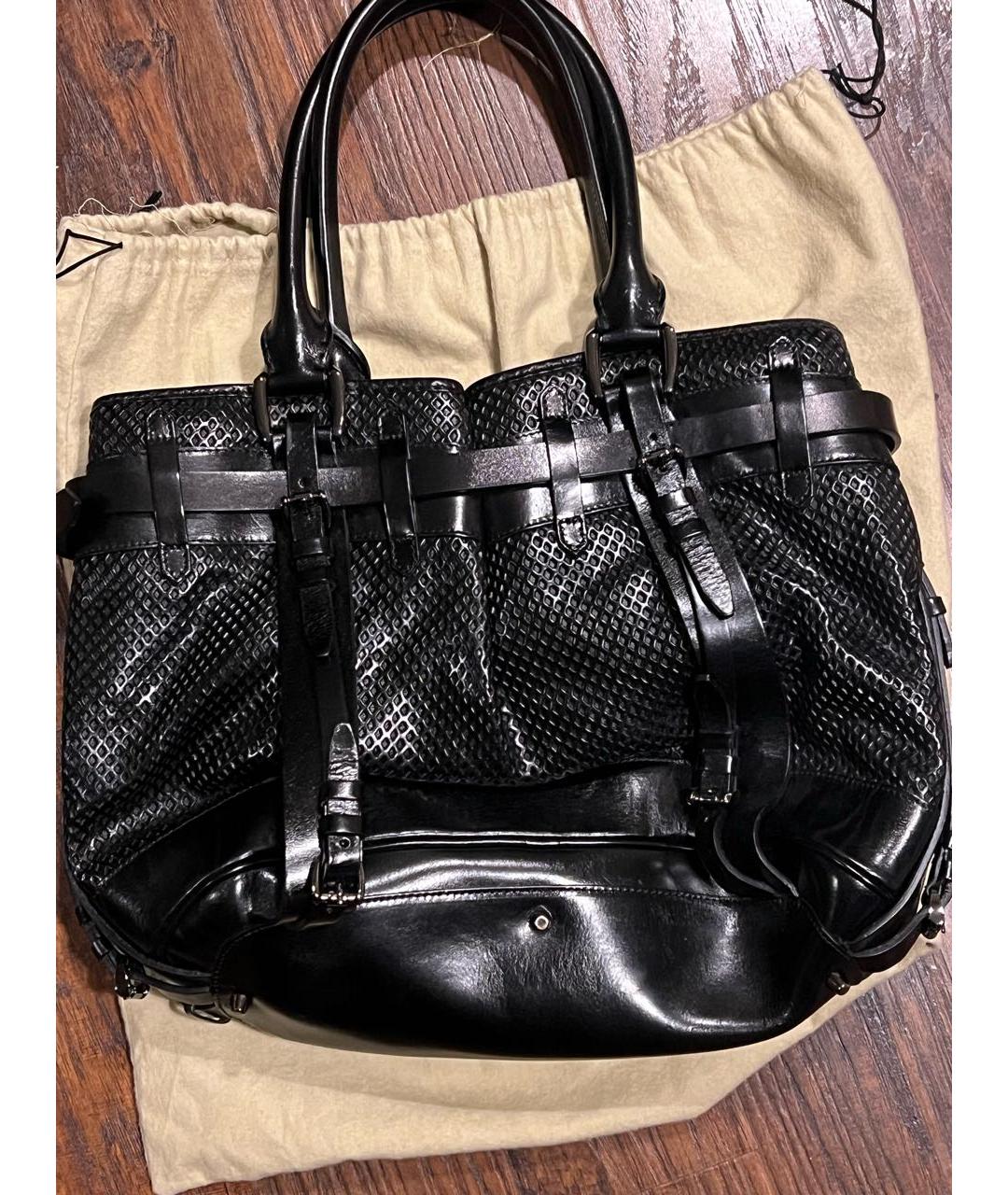 BURBERRY Черная кожаная сумка с короткими ручками, фото 3