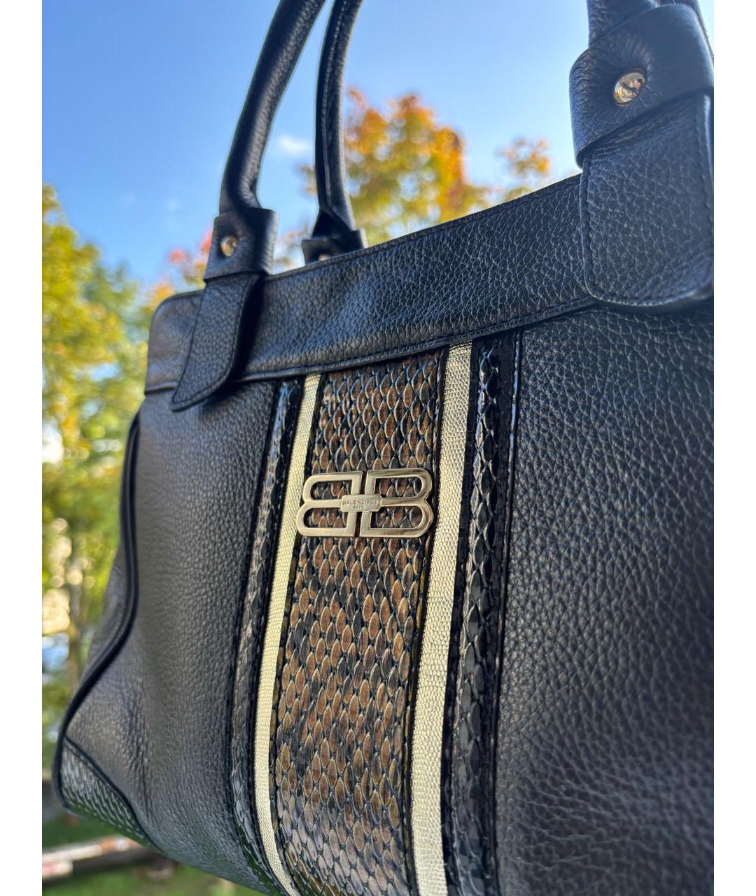 BALENCIAGA Черная кожаная сумка с короткими ручками, фото 2