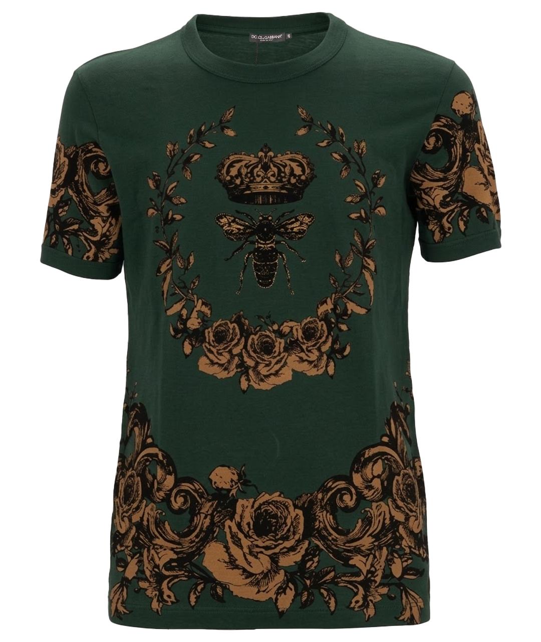 DOLCE&GABBANA Зеленая хлопковая футболка, фото 7