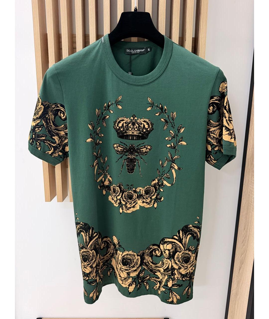 DOLCE&GABBANA Зеленая хлопковая футболка, фото 5