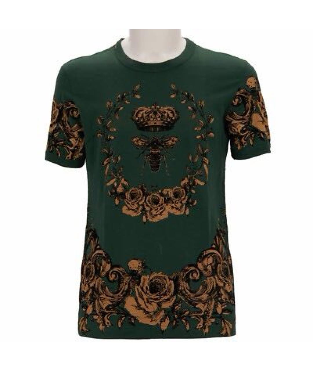 DOLCE&GABBANA Зеленая хлопковая футболка, фото 6