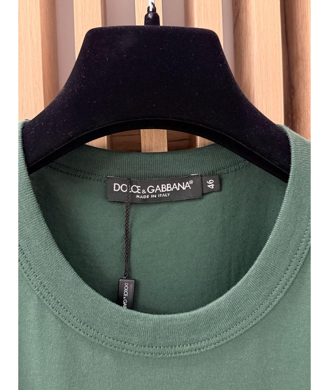 DOLCE&GABBANA Зеленая хлопковая футболка, фото 4