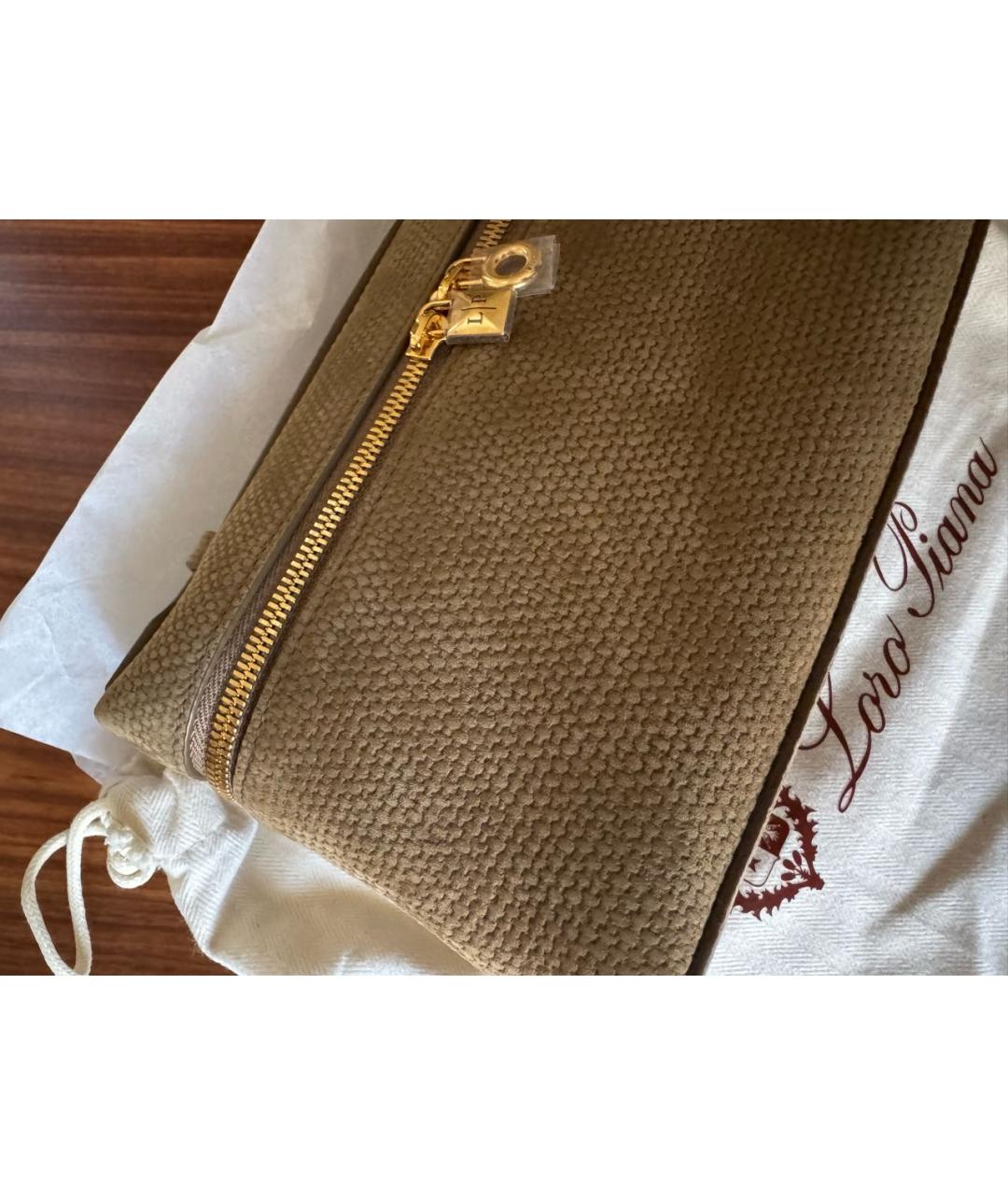 LORO PIANA Бежевая сумка через плечо из искусственной кожи, фото 6