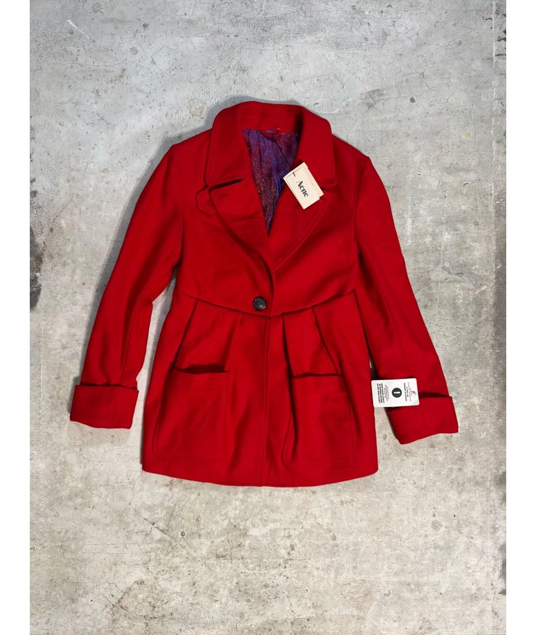 ACNE STUDIOS Красное шерстяное пальто, фото 6