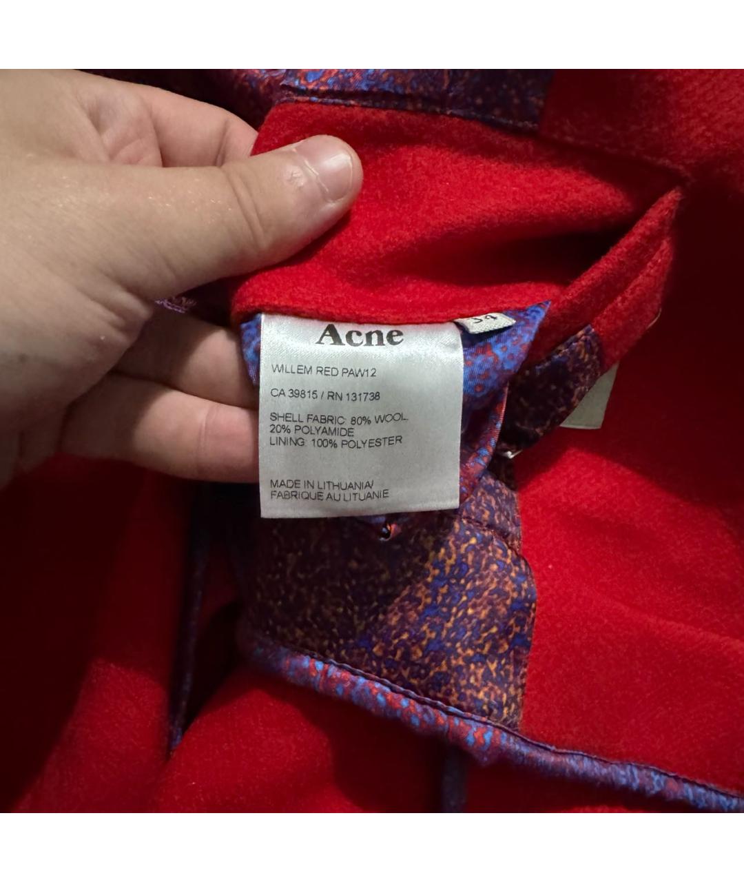 ACNE STUDIOS Красное шерстяное пальто, фото 8