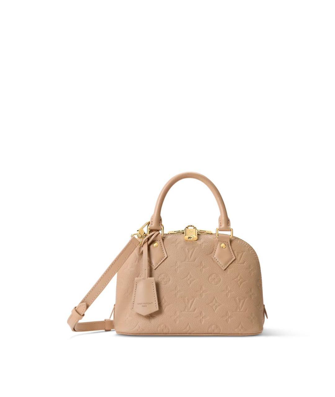 LOUIS VUITTON Бежевая кожаная сумка с короткими ручками, фото 5