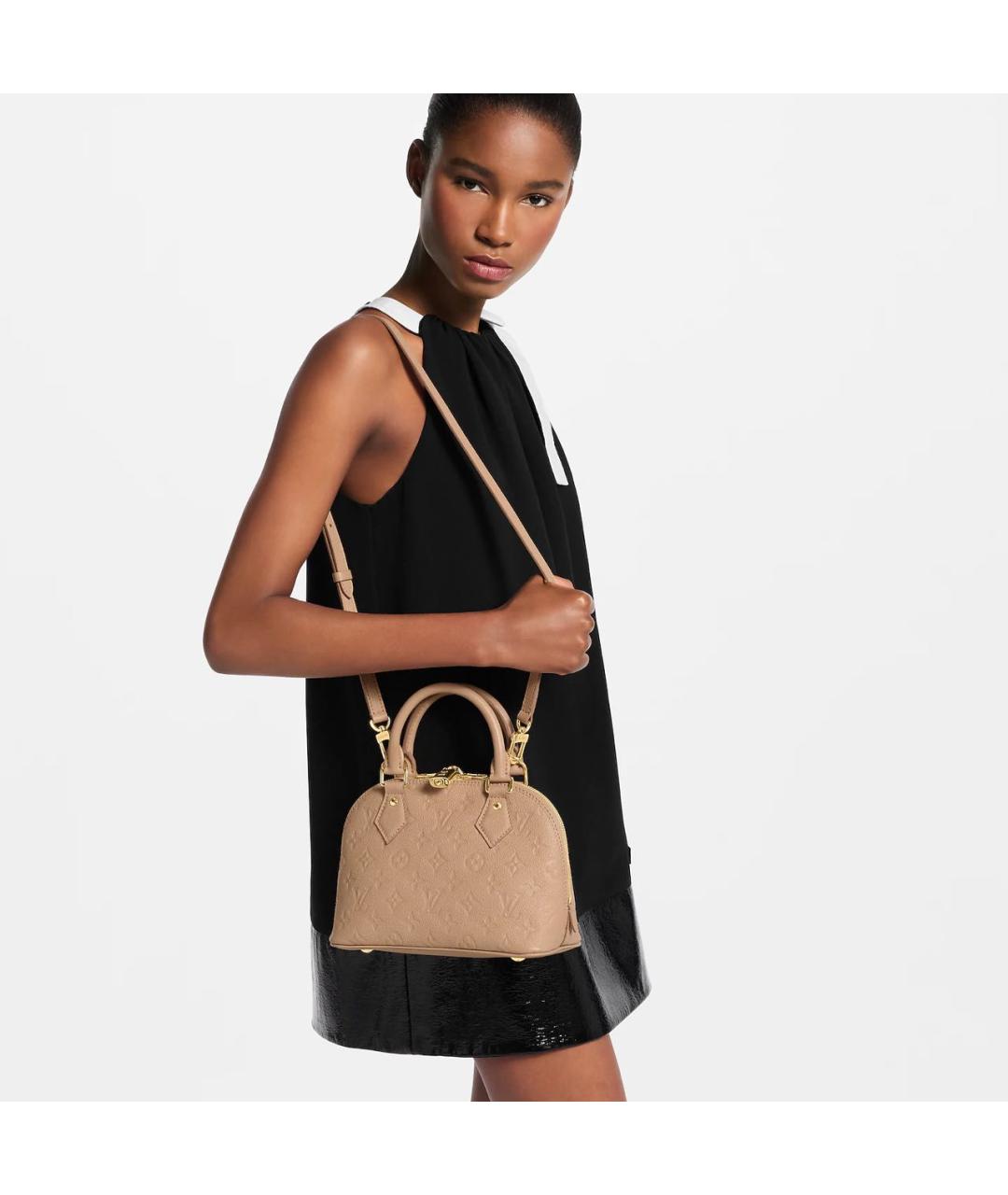LOUIS VUITTON Бежевая кожаная сумка с короткими ручками, фото 4