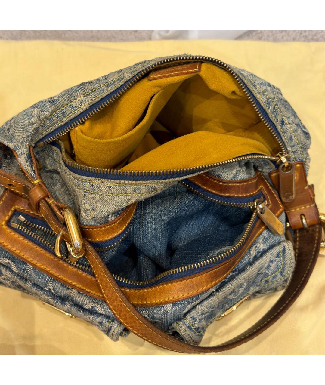 LOUIS VUITTON Голубая деним сумка с короткими ручками, фото 4