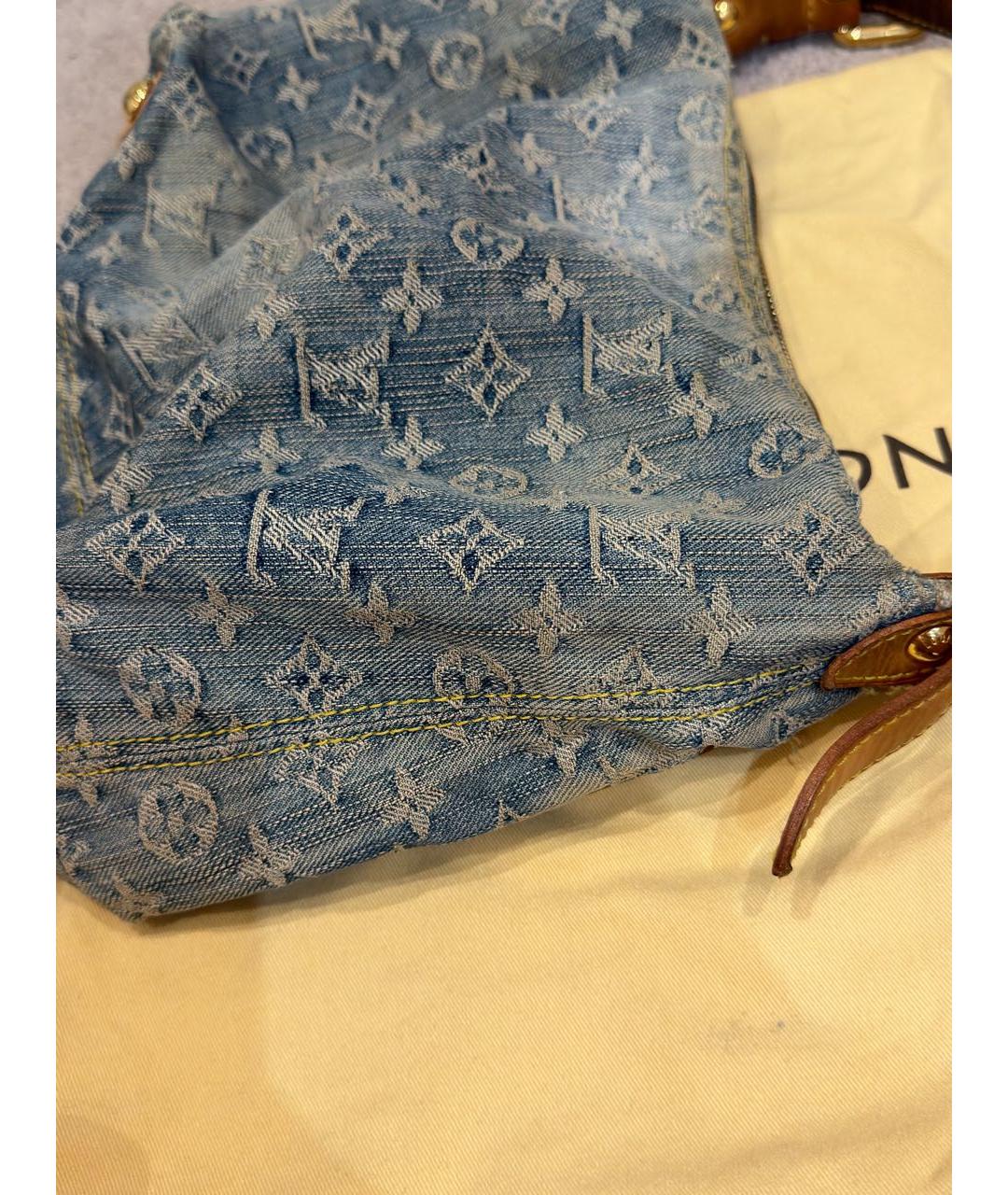LOUIS VUITTON Голубая деним сумка с короткими ручками, фото 2