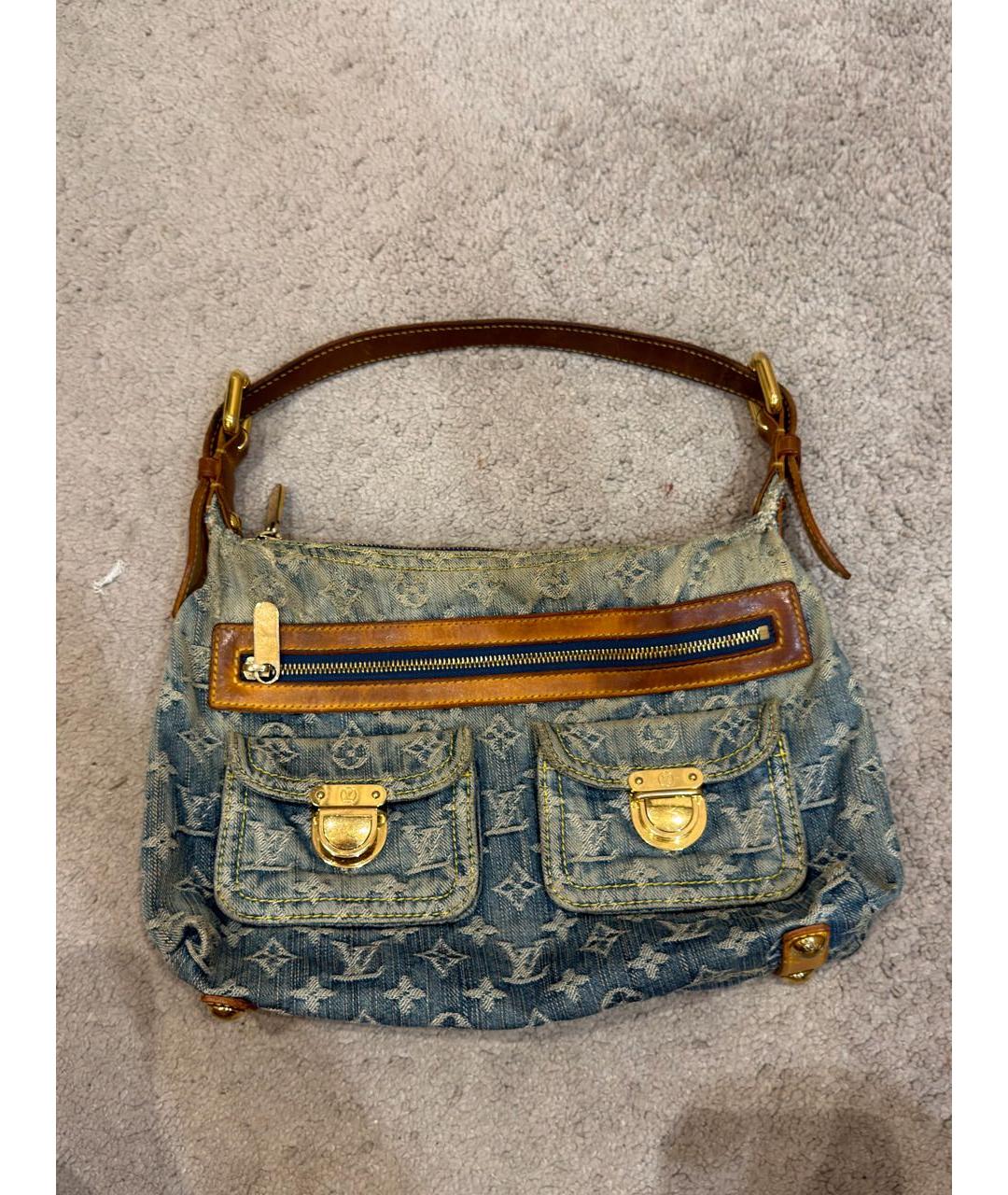 LOUIS VUITTON Голубая деним сумка с короткими ручками, фото 5