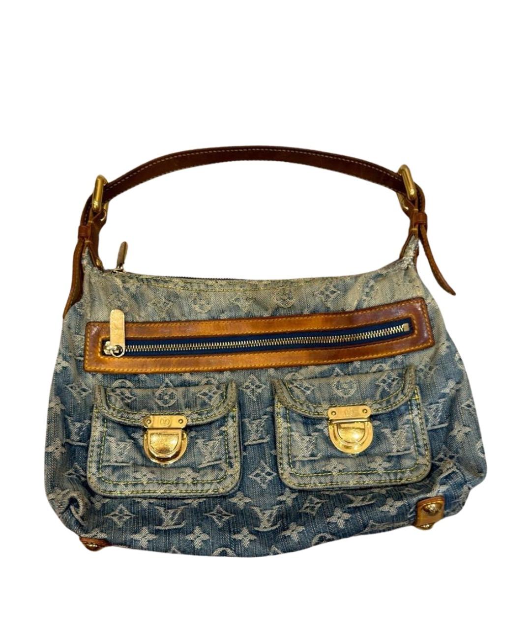 LOUIS VUITTON Голубая деним сумка с короткими ручками, фото 1