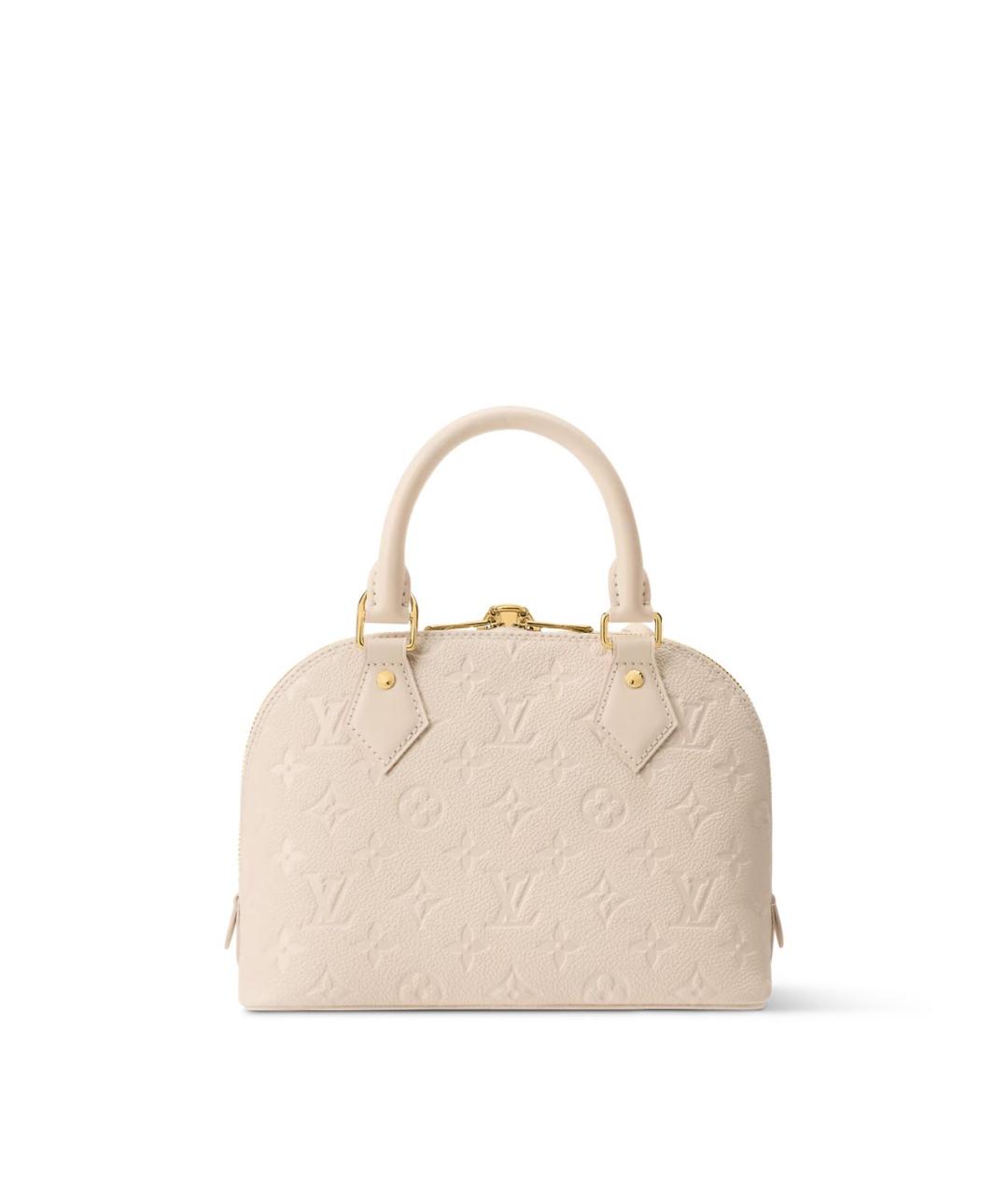 LOUIS VUITTON Бежевая кожаная сумка с короткими ручками, фото 5