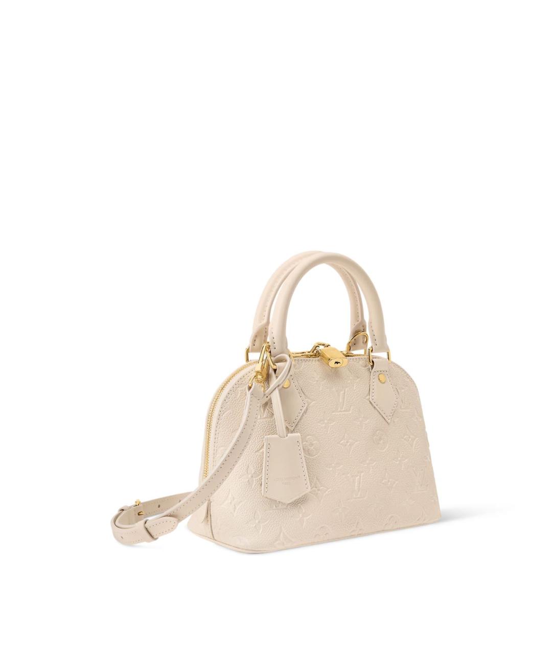 LOUIS VUITTON Бежевая кожаная сумка с короткими ручками, фото 3