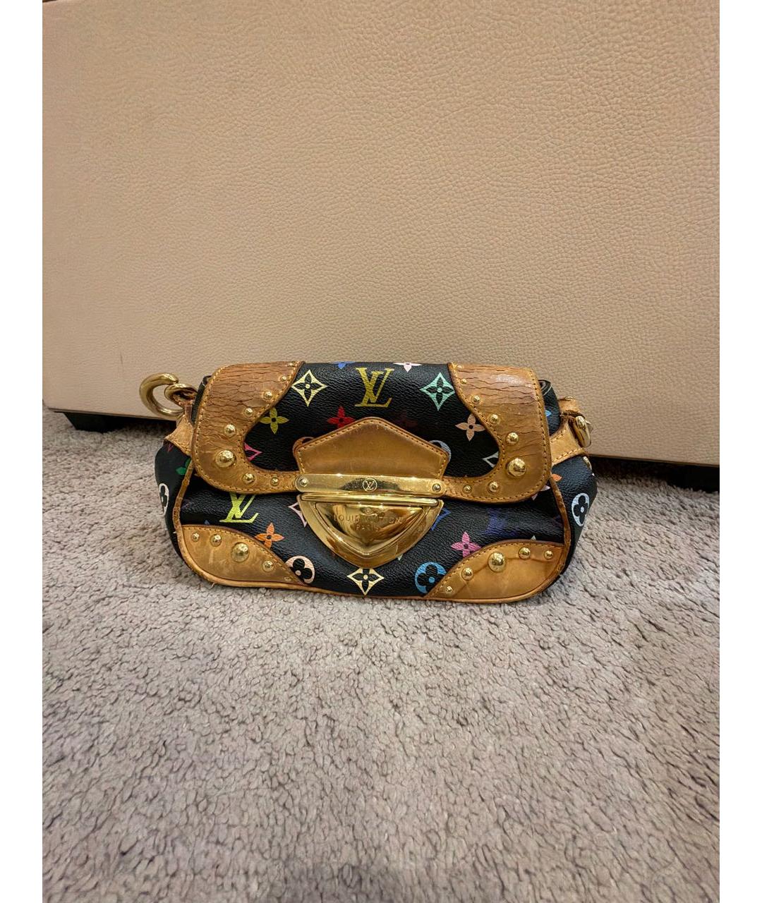 LOUIS VUITTON Черная кожаная сумка с короткими ручками, фото 5