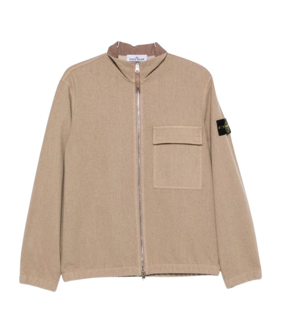 STONE ISLAND Бежевая шерстяная кэжуал рубашка, фото 1