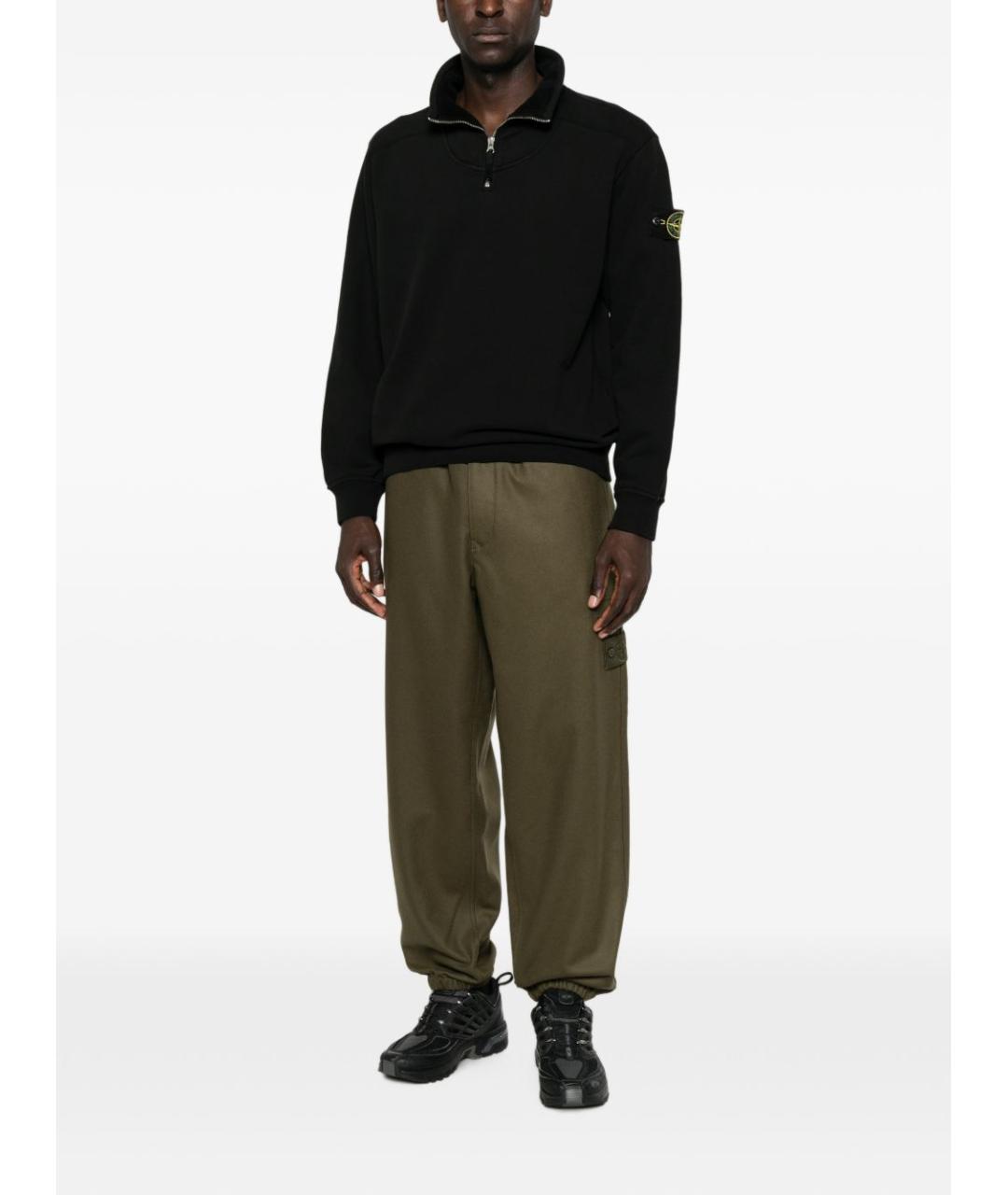 STONE ISLAND Хаки шерстяные повседневные брюки, фото 4