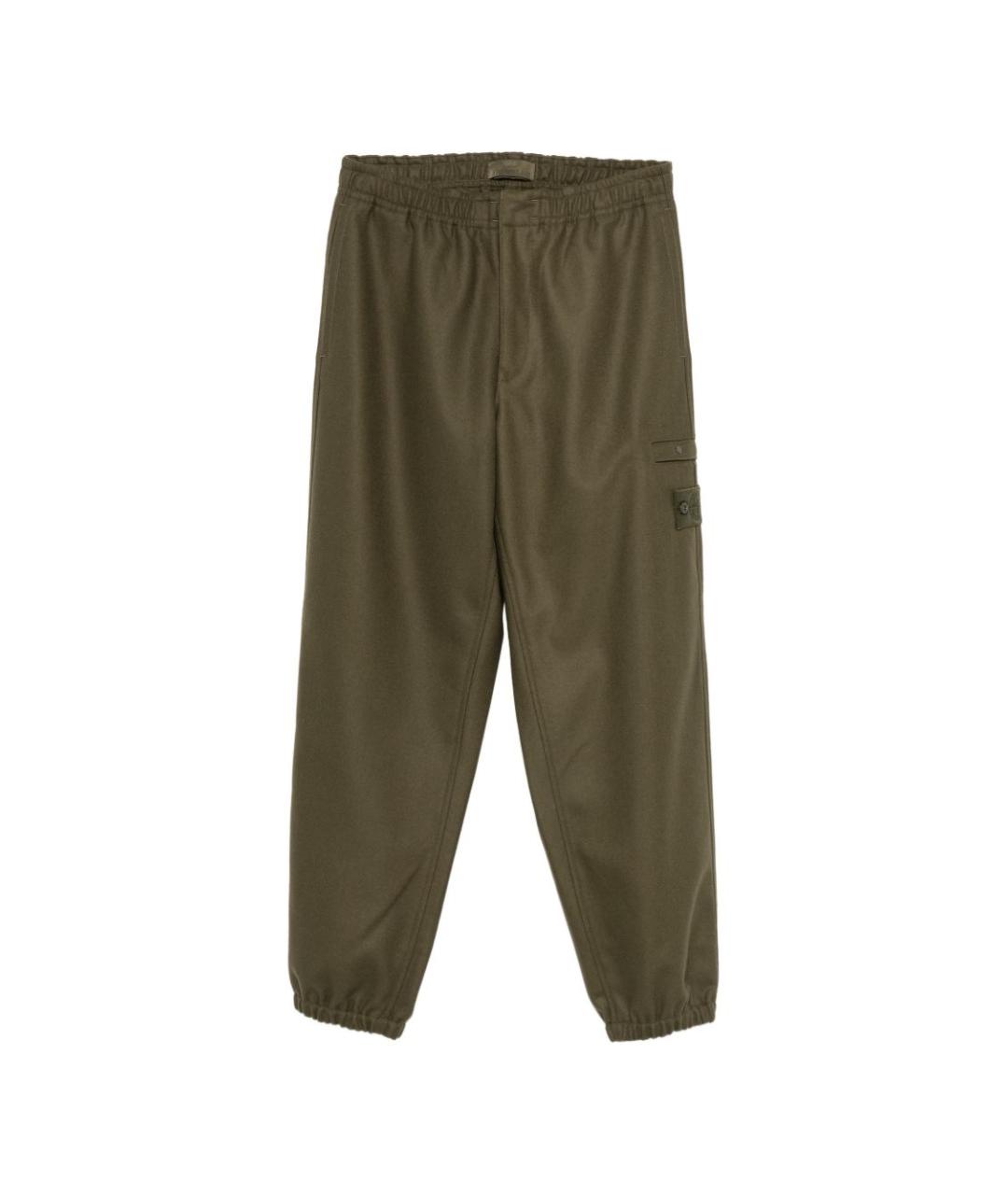 STONE ISLAND Хаки шерстяные повседневные брюки, фото 1