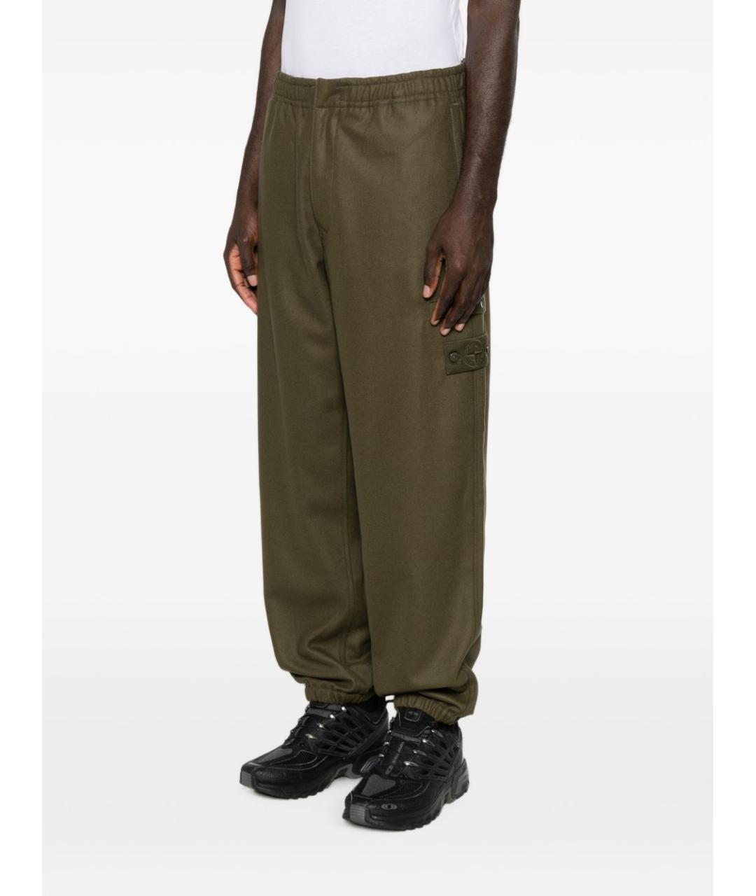 STONE ISLAND Хаки шерстяные повседневные брюки, фото 5