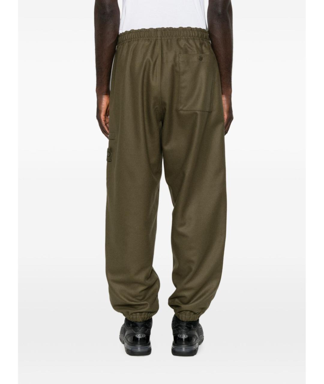 STONE ISLAND Хаки шерстяные повседневные брюки, фото 2