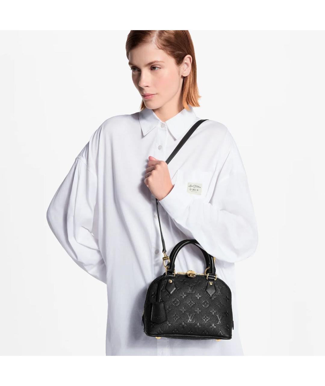 LOUIS VUITTON Черная кожаная сумка с короткими ручками, фото 4