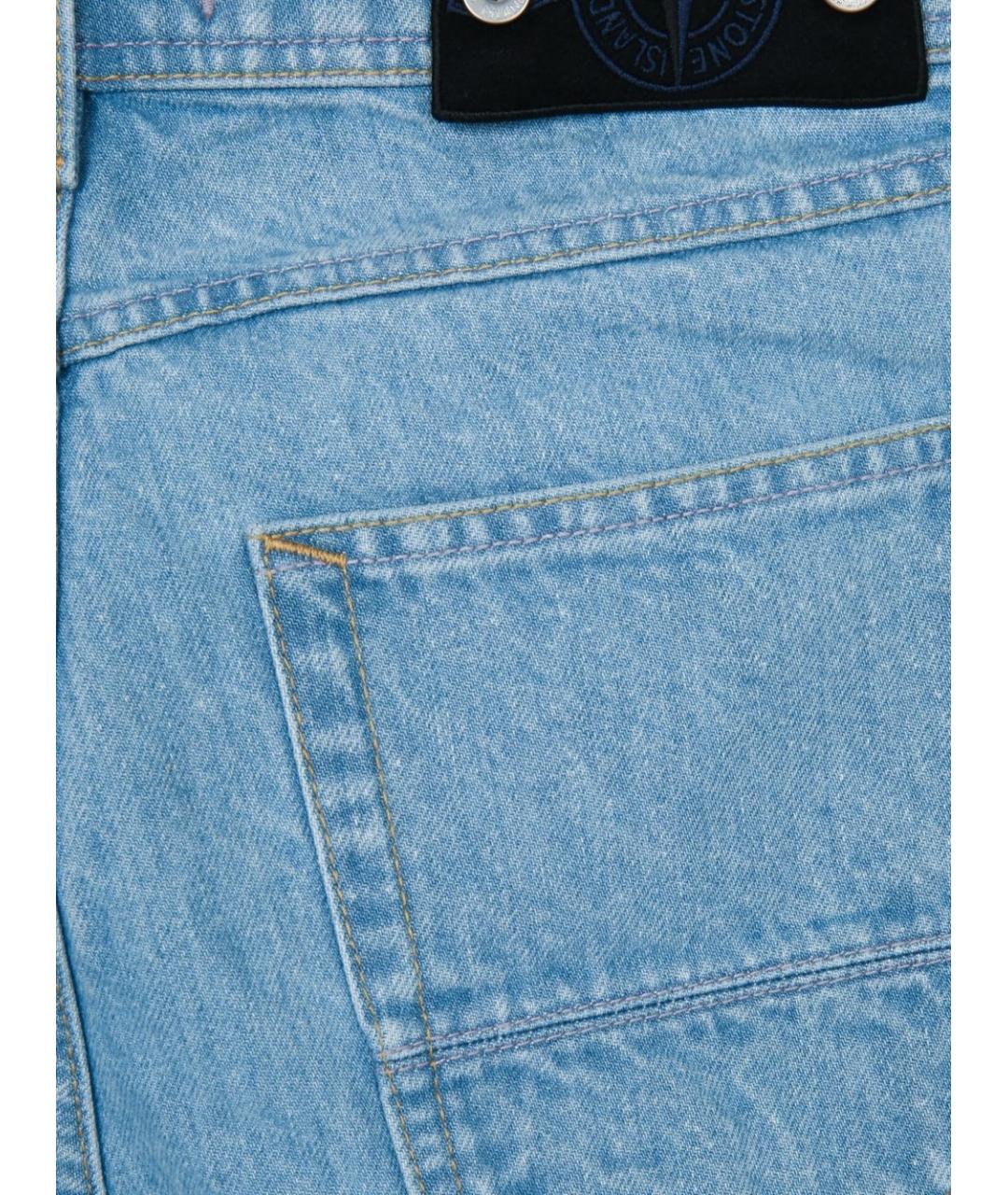 STONE ISLAND Синие хлопковые прямые джинсы, фото 3