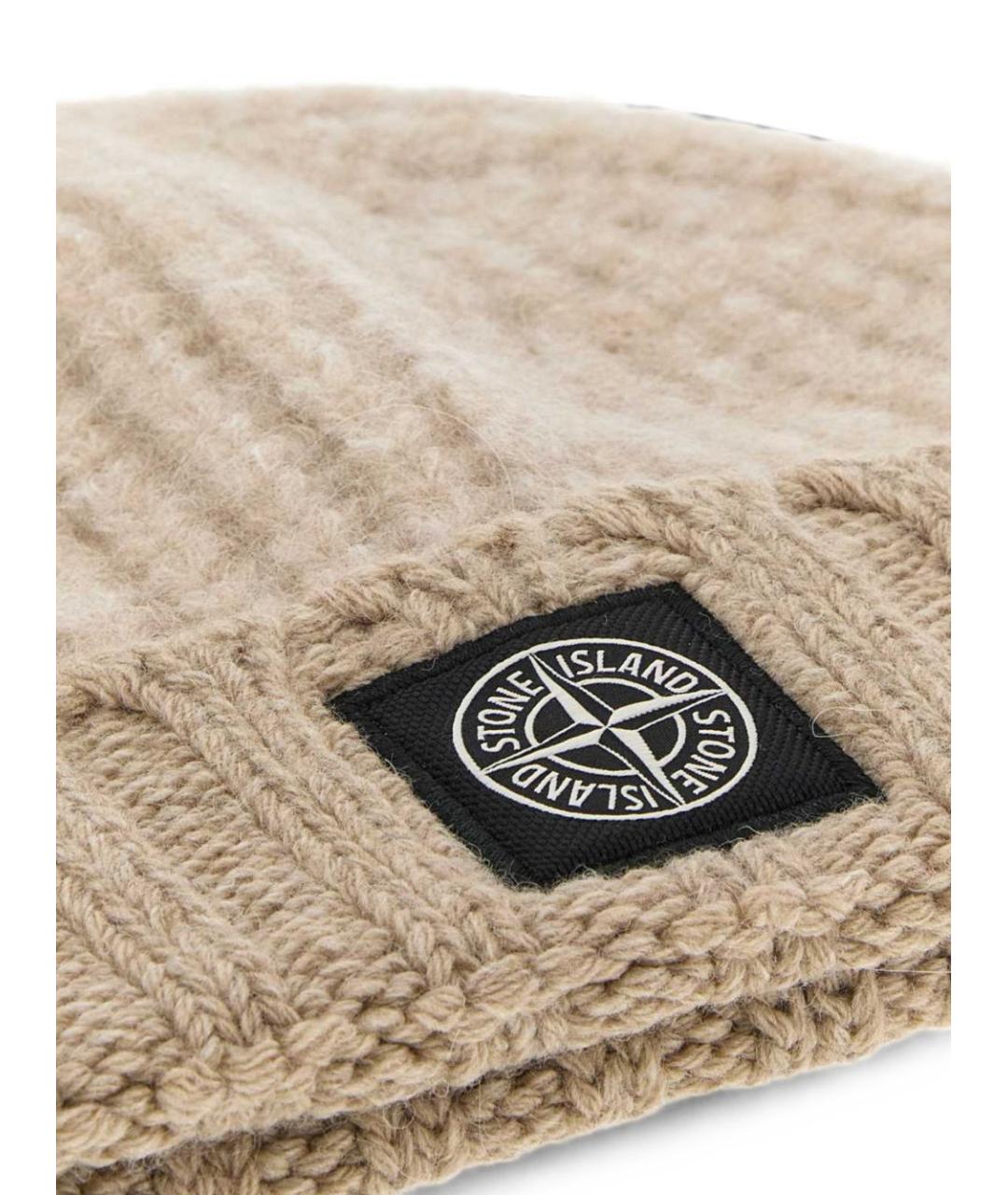 STONE ISLAND Бежевая шерстяная шапка, фото 3