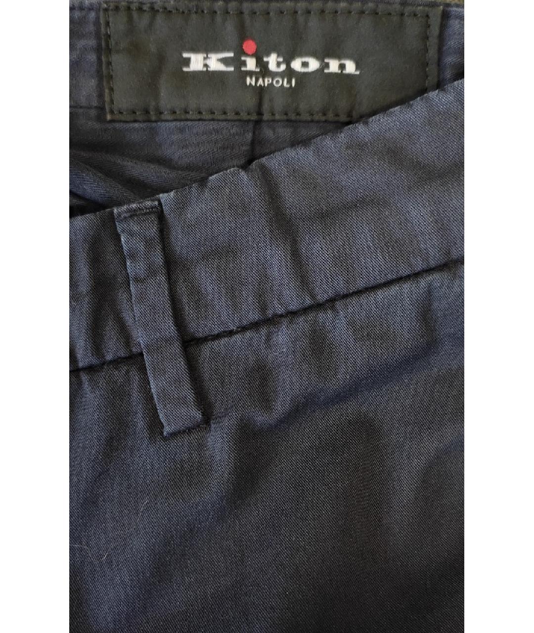 KITON Синие хлопковые повседневные брюки, фото 4