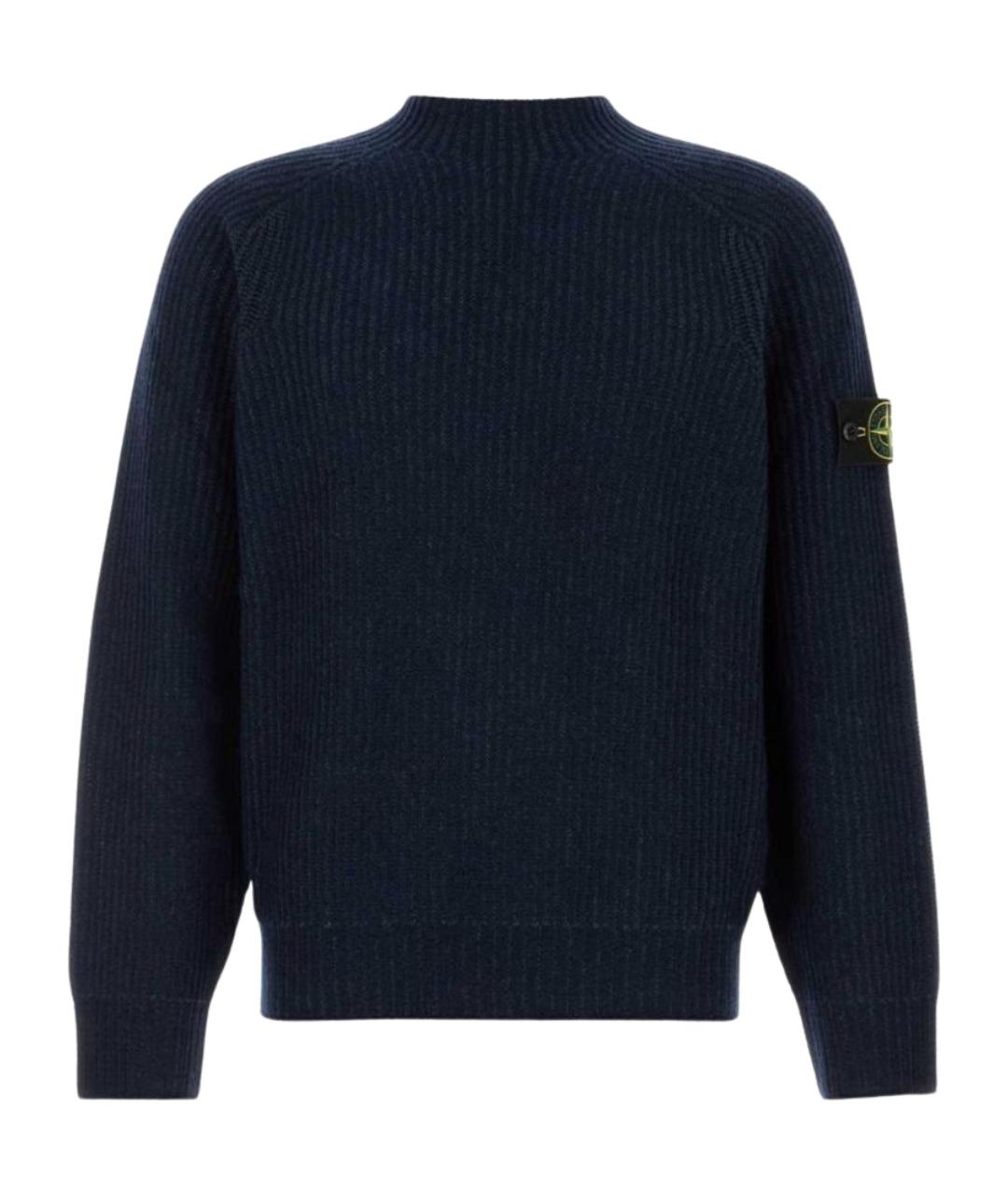 STONE ISLAND Темно-синий шерстяной джемпер / свитер, фото 1