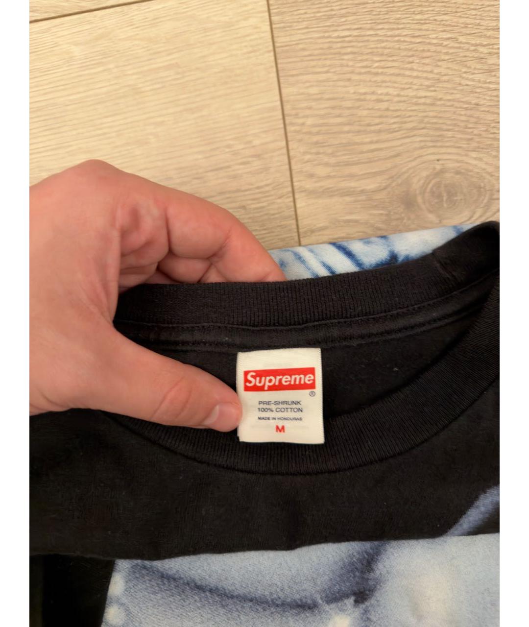 SUPREME Черная хлопковая футболка, фото 3