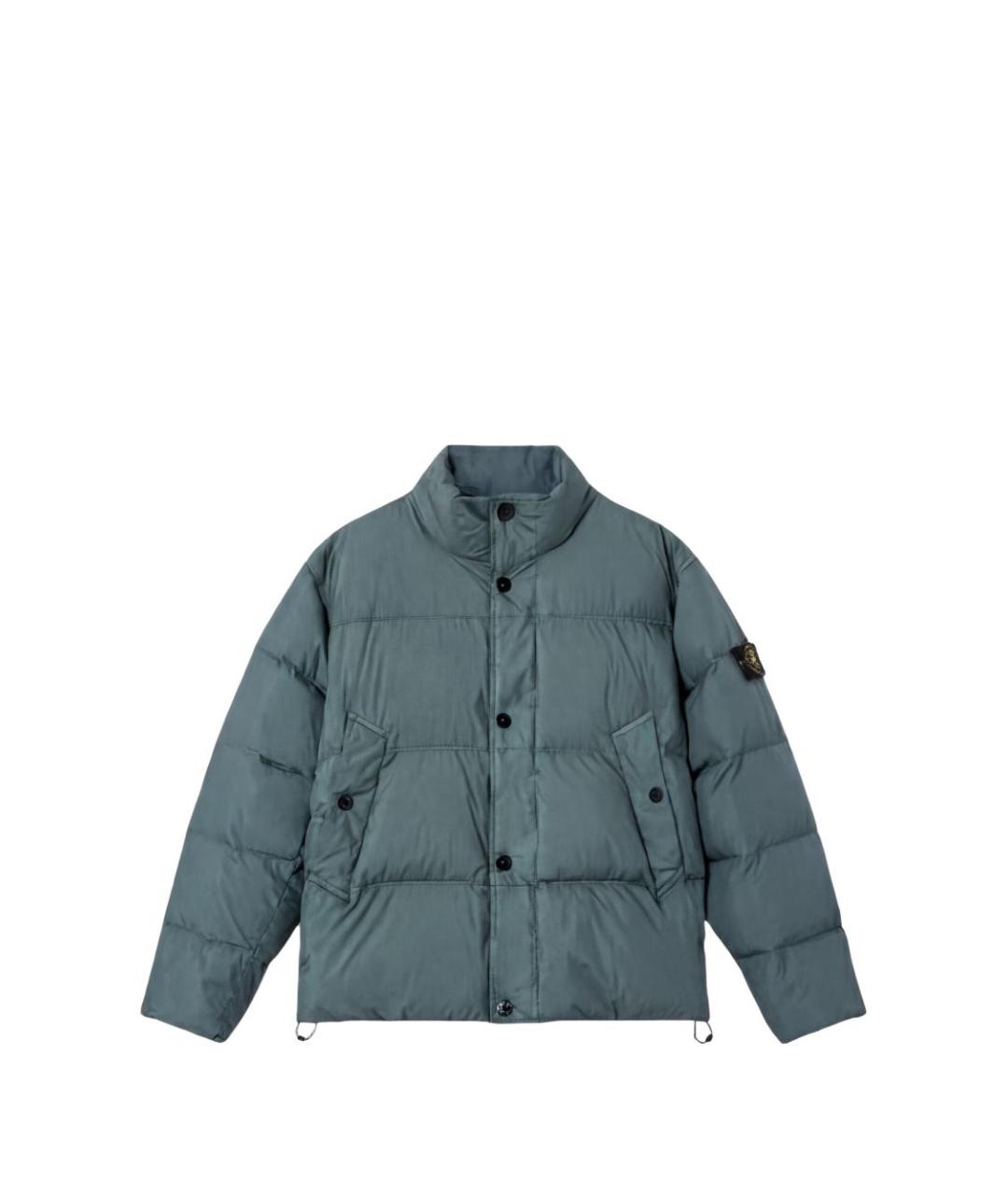STONE ISLAND Зеленый полиамидовый пуховик, фото 4