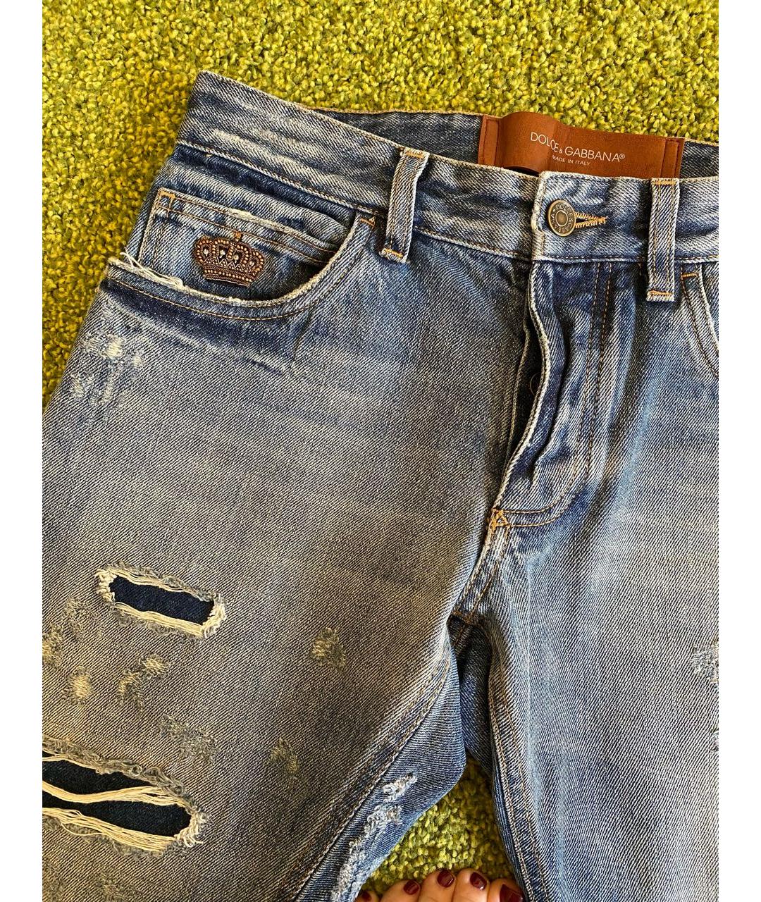 DOLCE&GABBANA Синие хлопковые прямые джинсы, фото 3