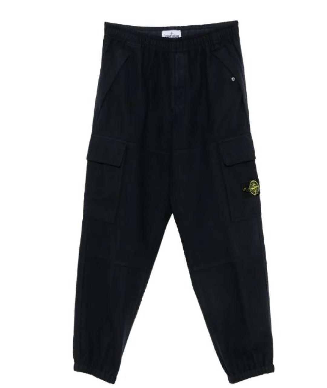 STONE ISLAND Темно-синие полиэстеровые повседневные брюки, фото 1