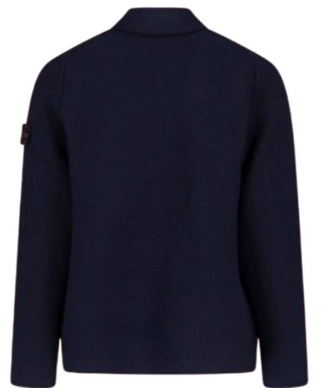 STONE ISLAND Темно-синяя шерстяная куртка, фото 3