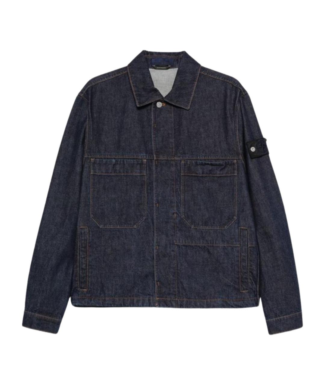 STONE ISLAND Темно-синяя хлопковая куртка, фото 1