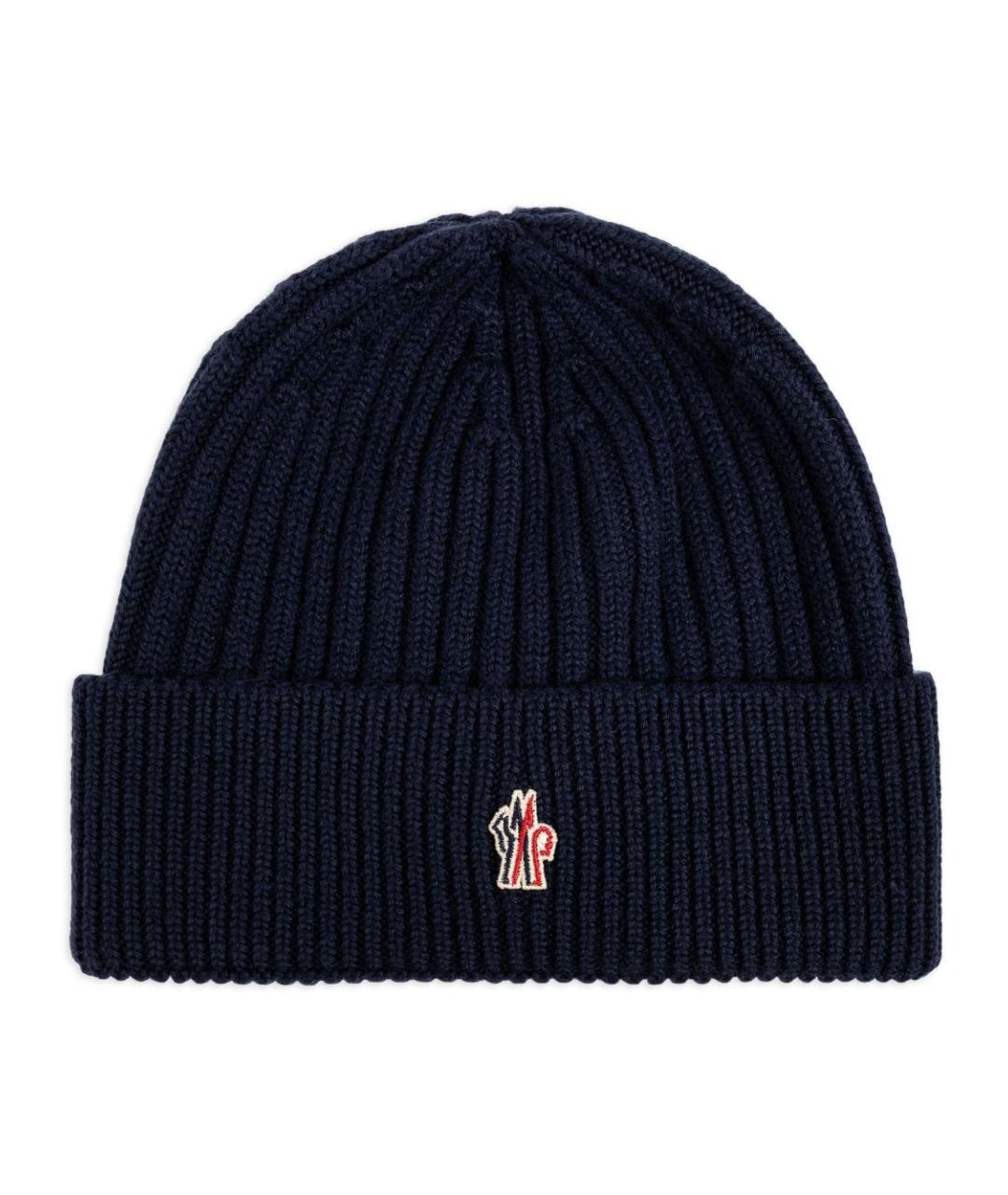 MONCLER GRENOBLE Темно-синяя шапка, фото 1