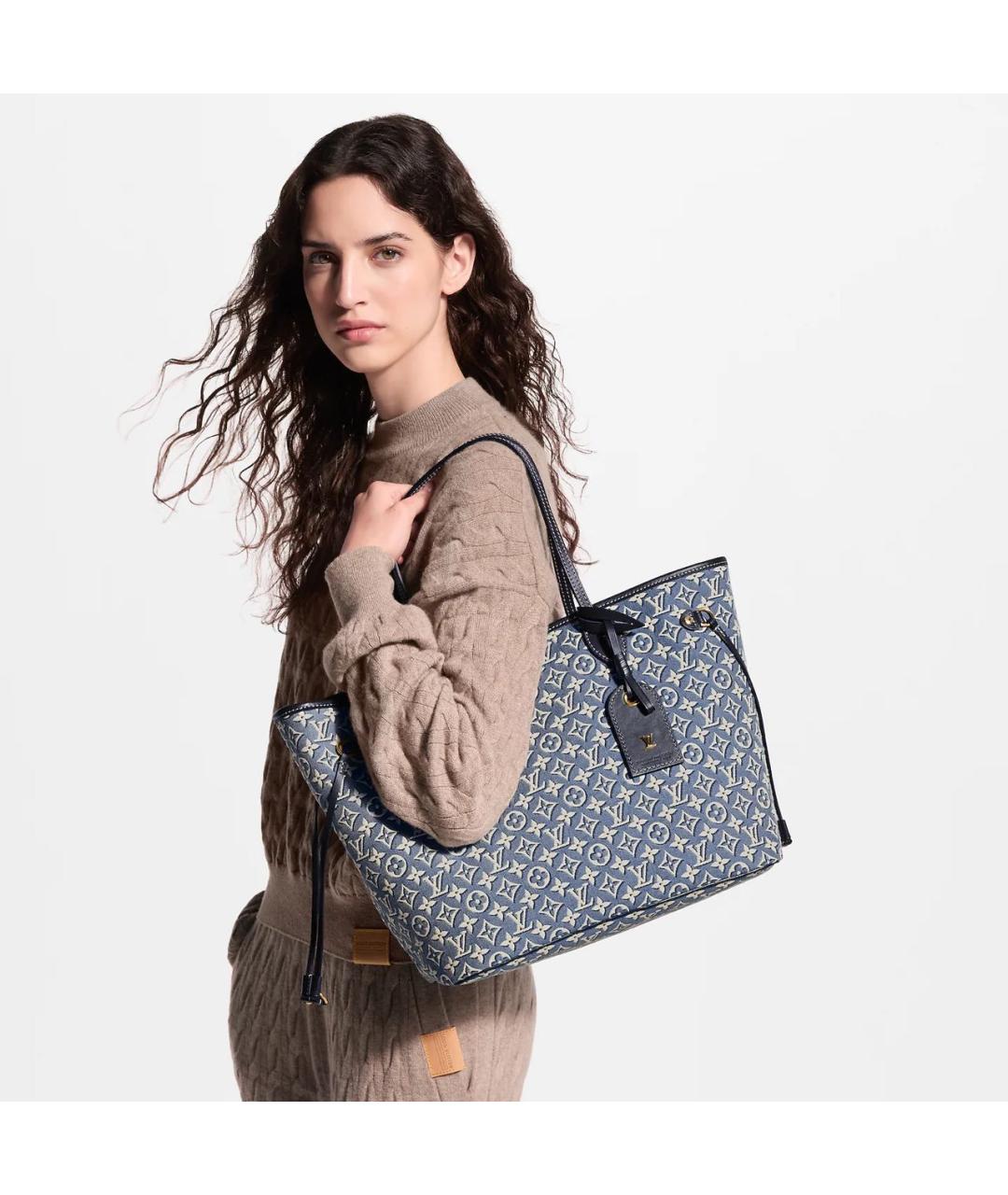 LOUIS VUITTON Синяя кожаная сумка тоут, фото 5