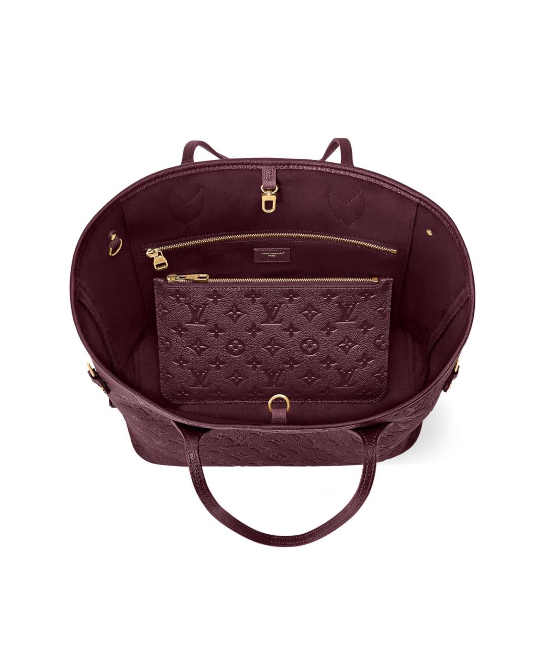 LOUIS VUITTON Бордовая кожаная сумка тоут, фото 3