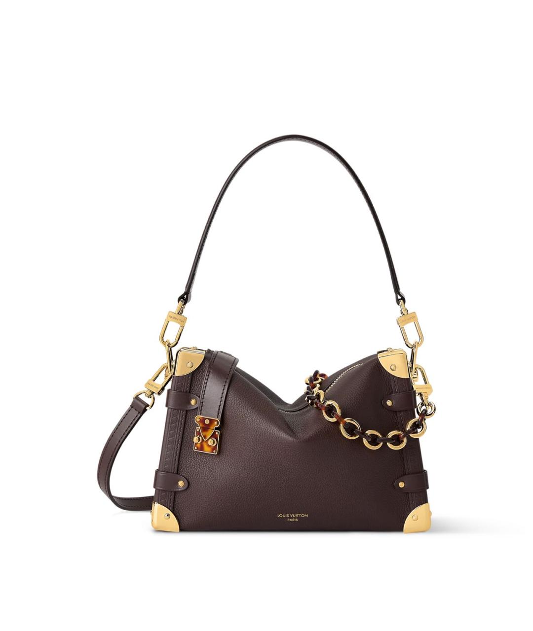 LOUIS VUITTON Коричневая кожаная сумка с короткими ручками, фото 5