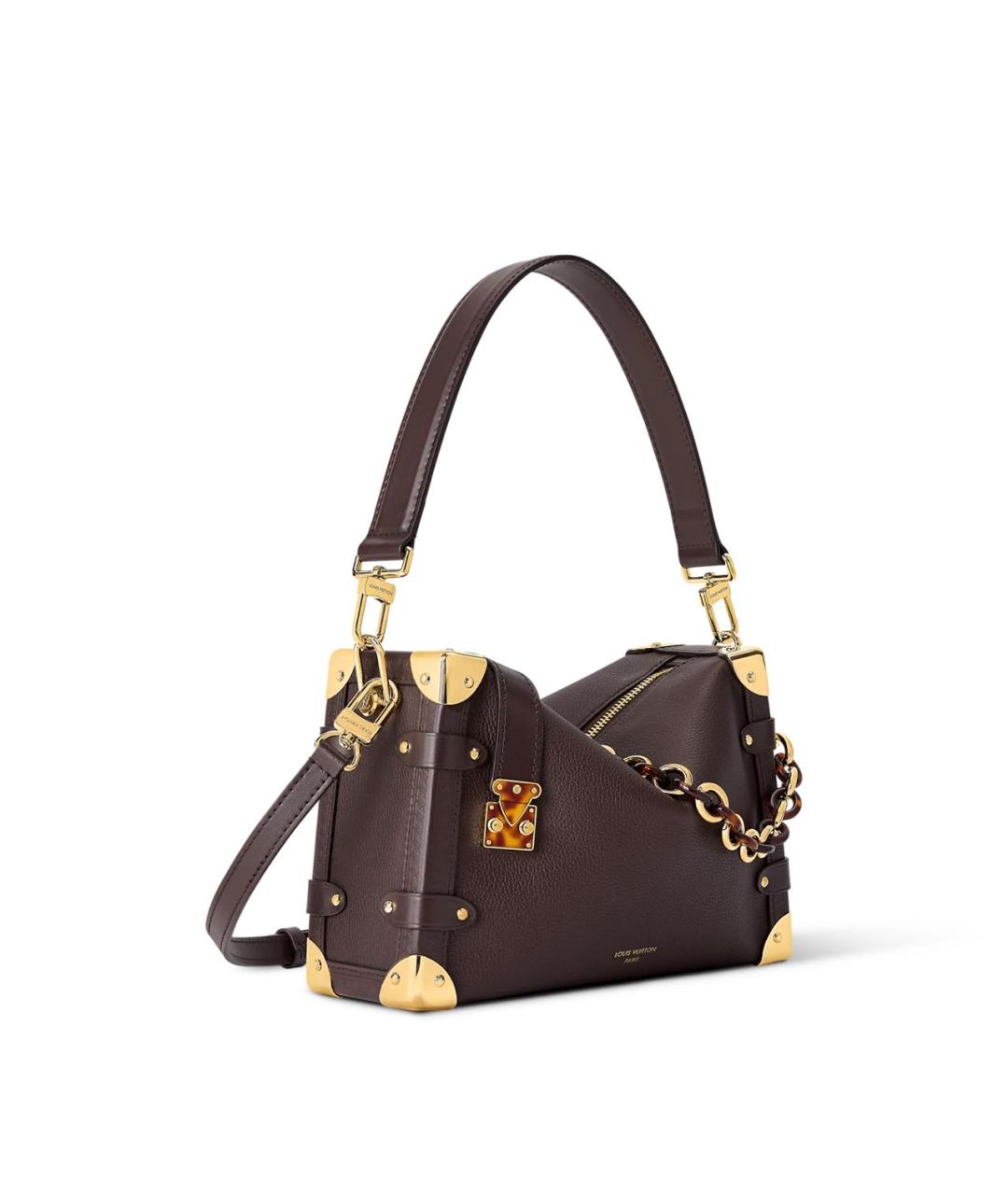 LOUIS VUITTON Коричневая кожаная сумка с короткими ручками, фото 3