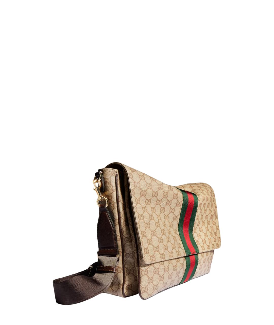 GUCCI Бежевая сумка на плечо из канвы, фото 2