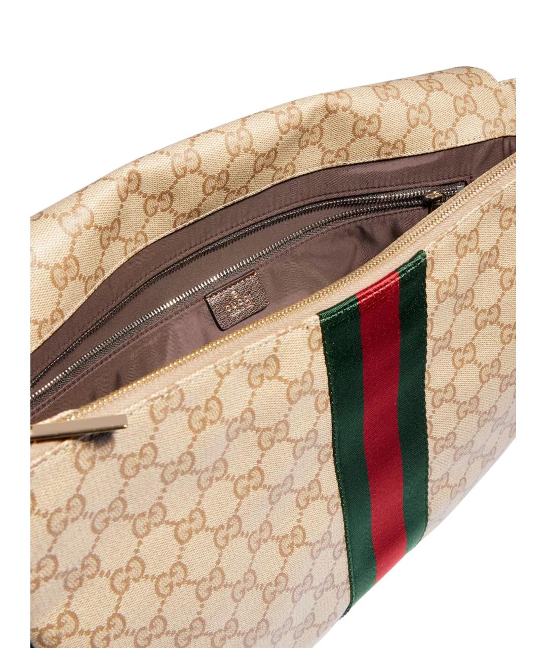 GUCCI Бежевая сумка на плечо из канвы, фото 4