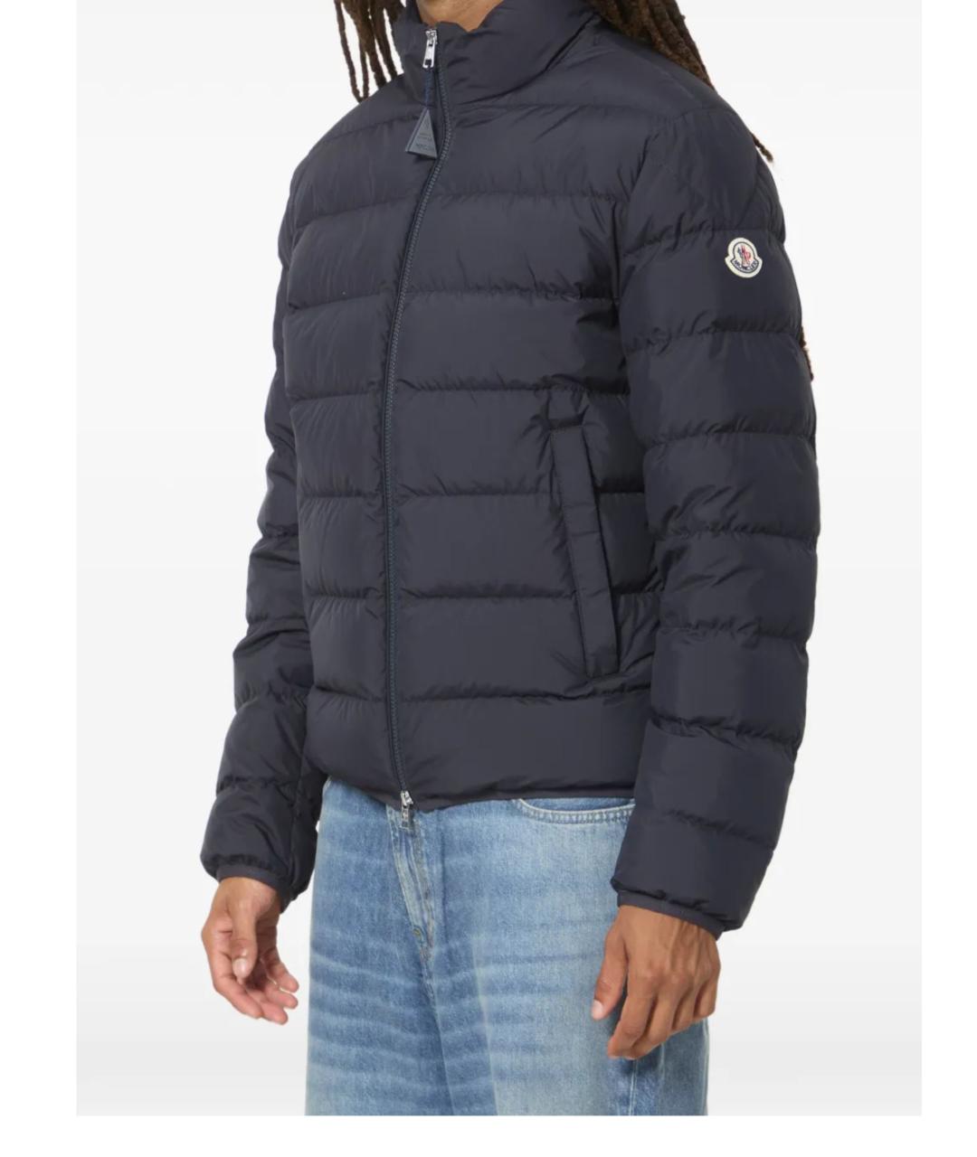 MONCLER Темно-синий полиэстеровый пуховик, фото 3