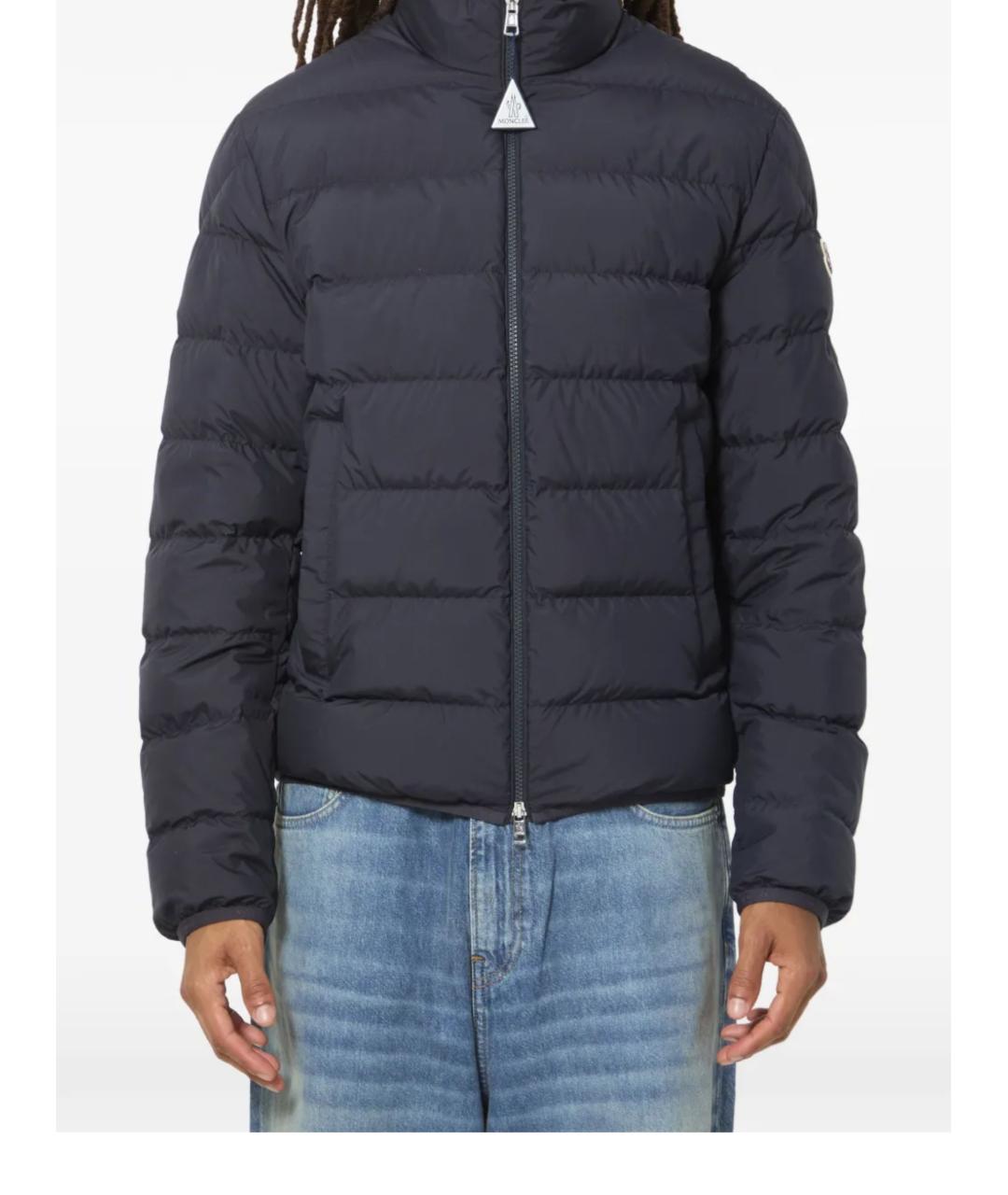 MONCLER Темно-синий полиэстеровый пуховик, фото 2