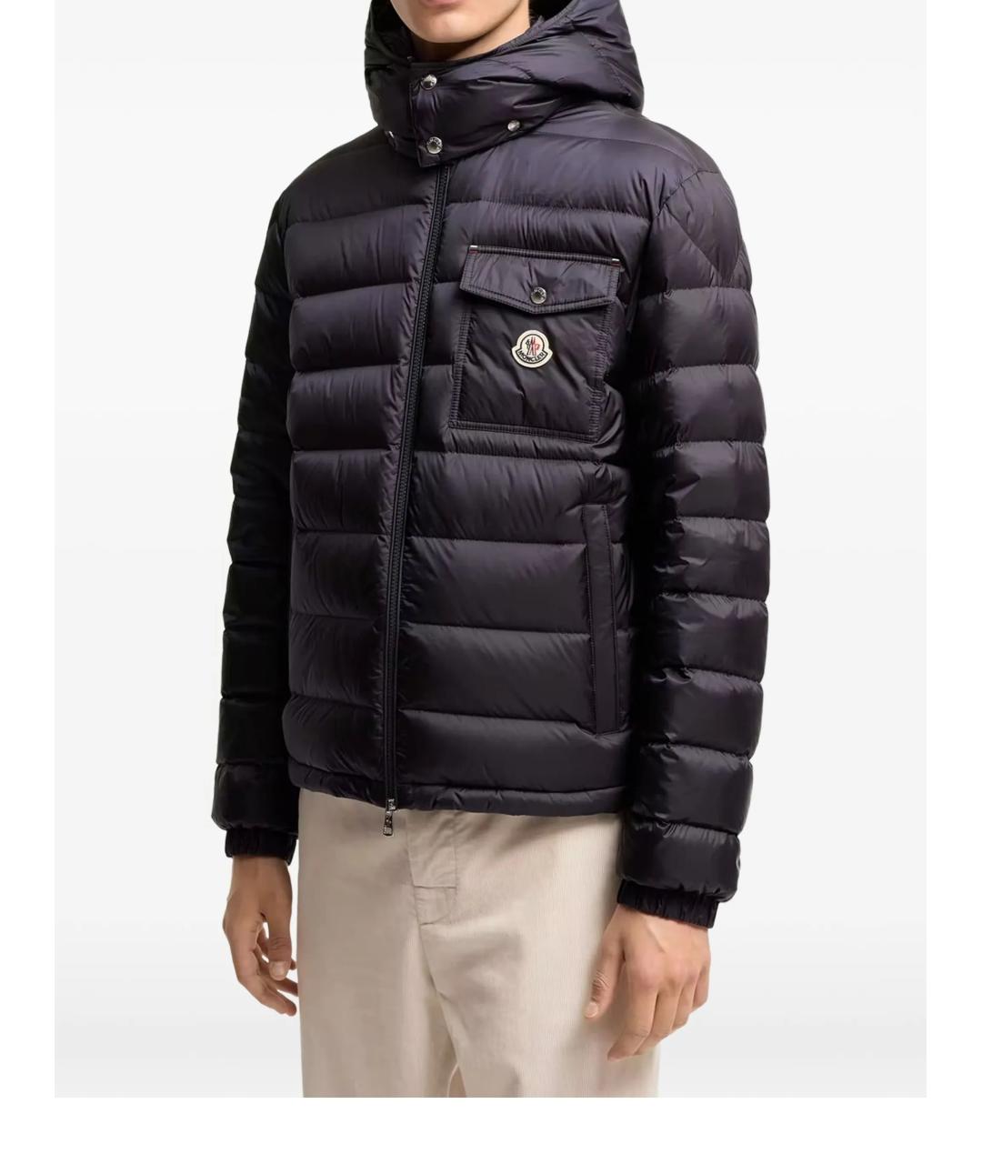 MONCLER Темно-синий синтетический пуховик, фото 2