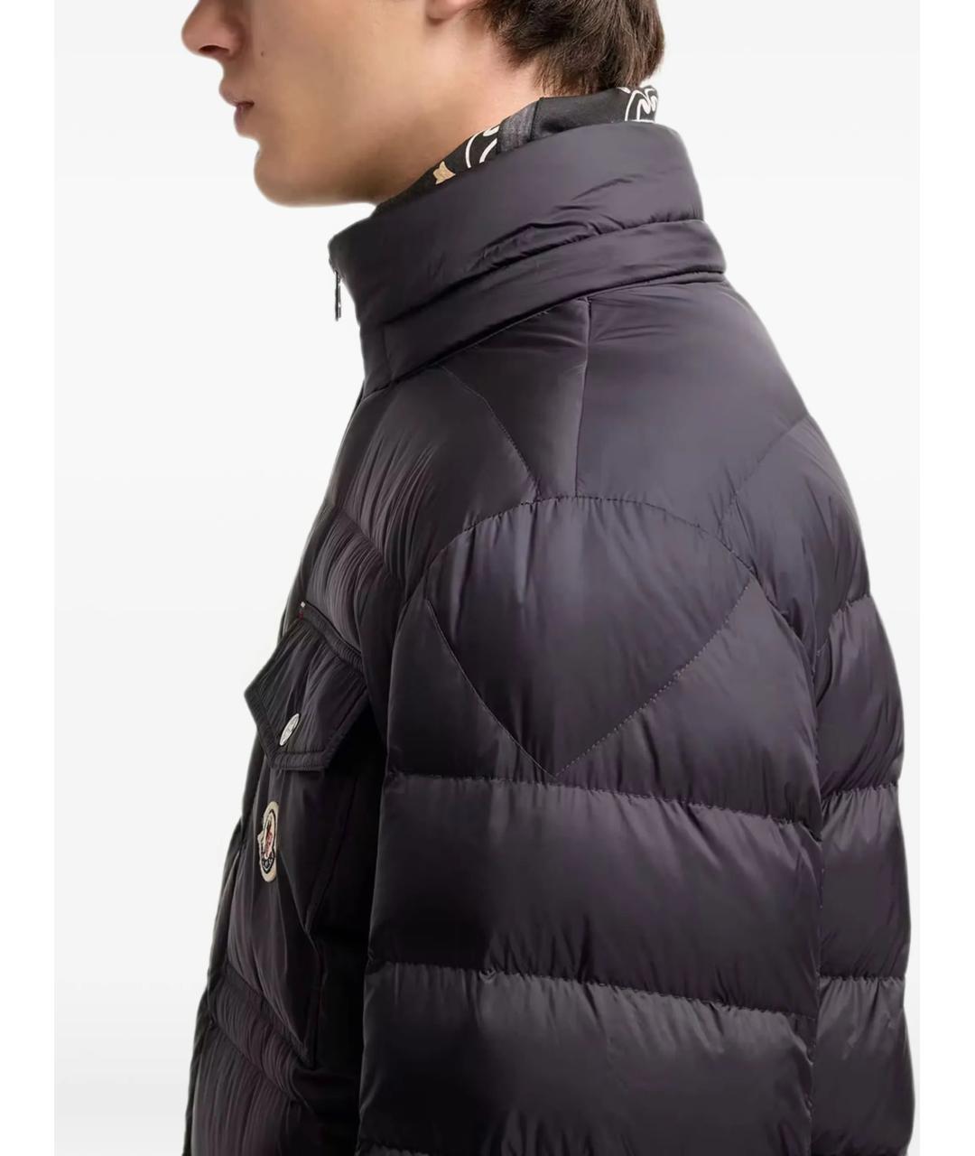 MONCLER Темно-синий синтетический пуховик, фото 3