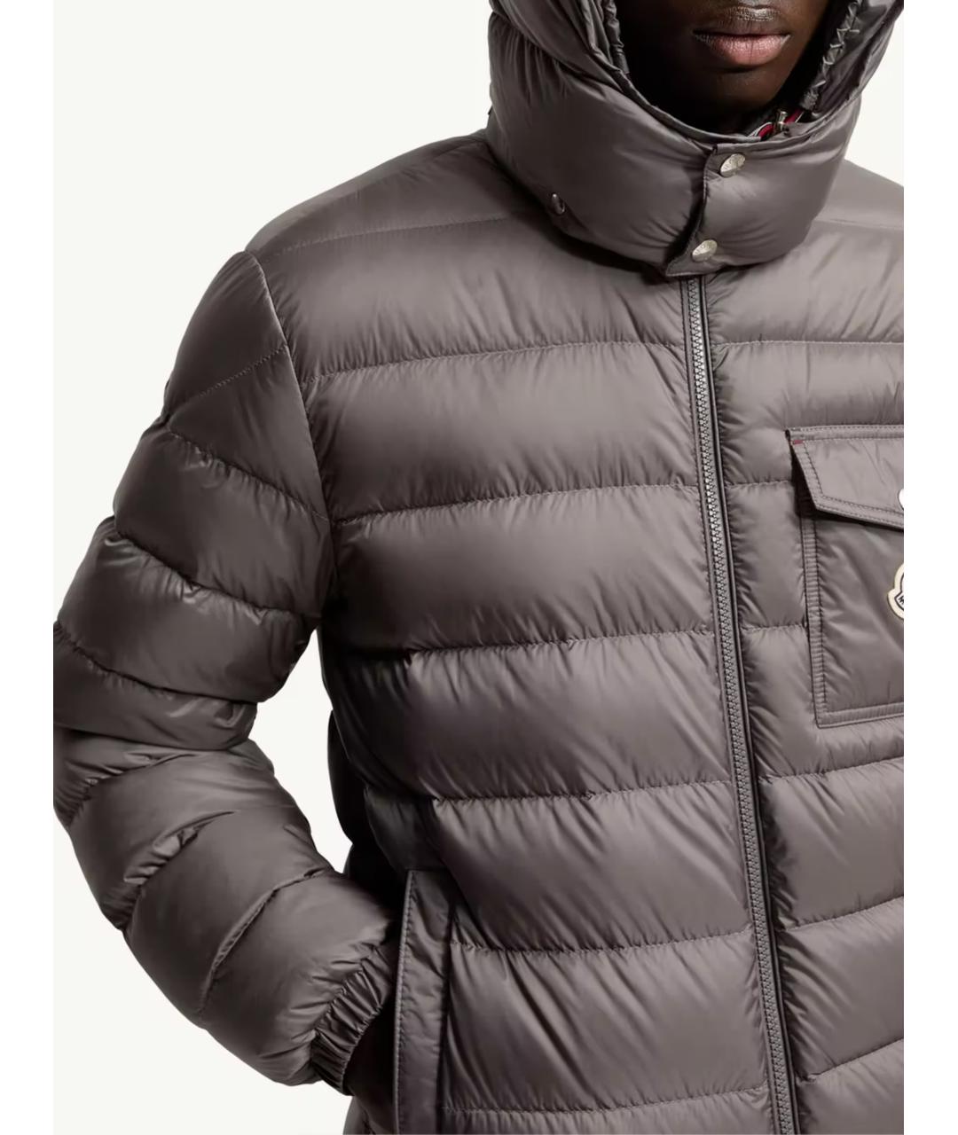 MONCLER Серый синтетический пуховик, фото 4