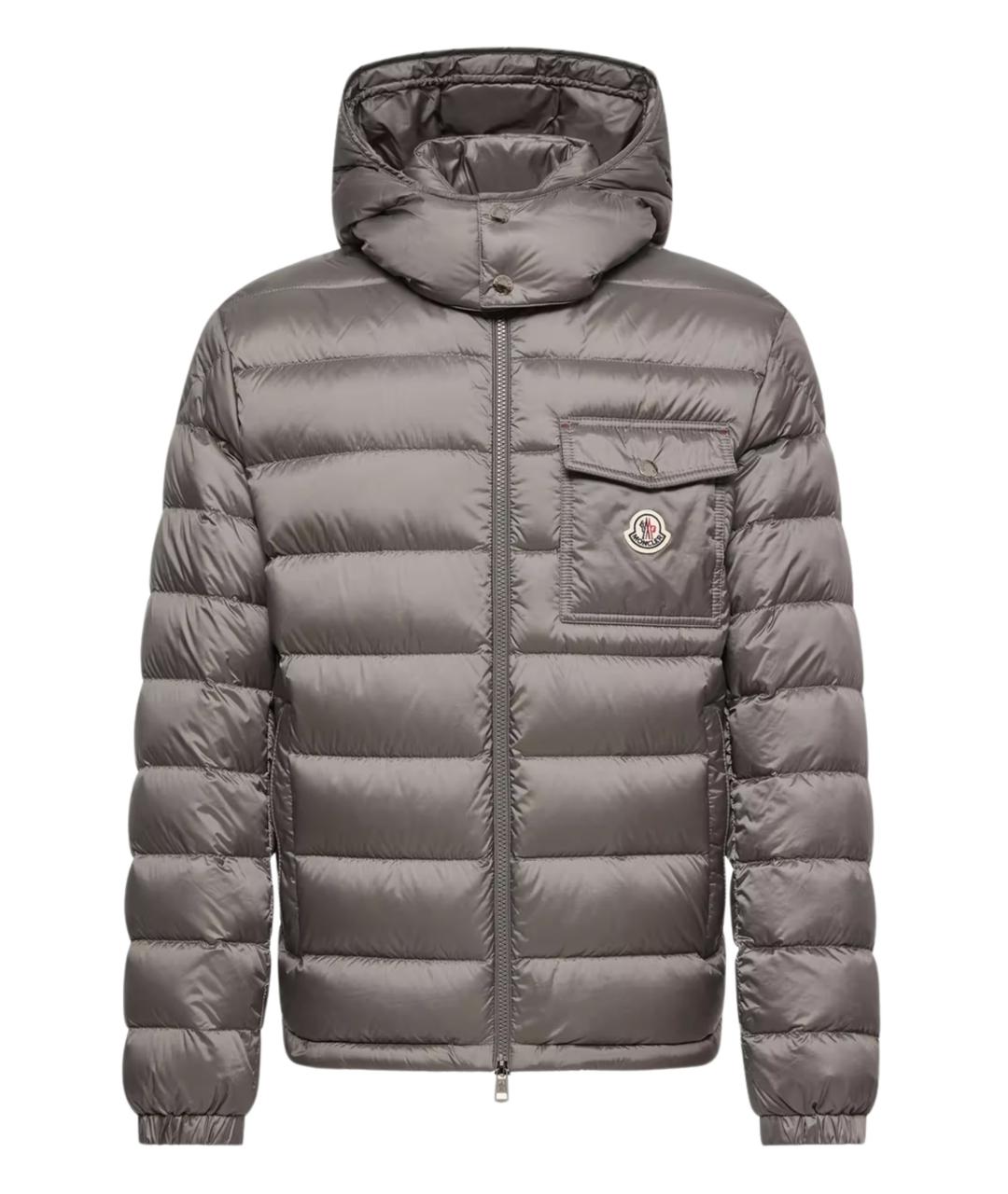 MONCLER Серый синтетический пуховик, фото 1