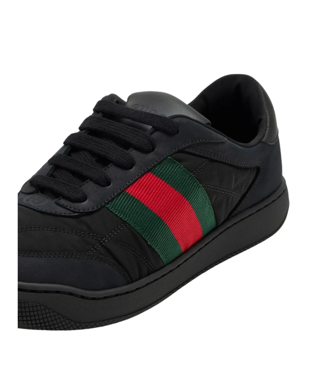GUCCI Черные текстильные низкие кроссовки / кеды, фото 4