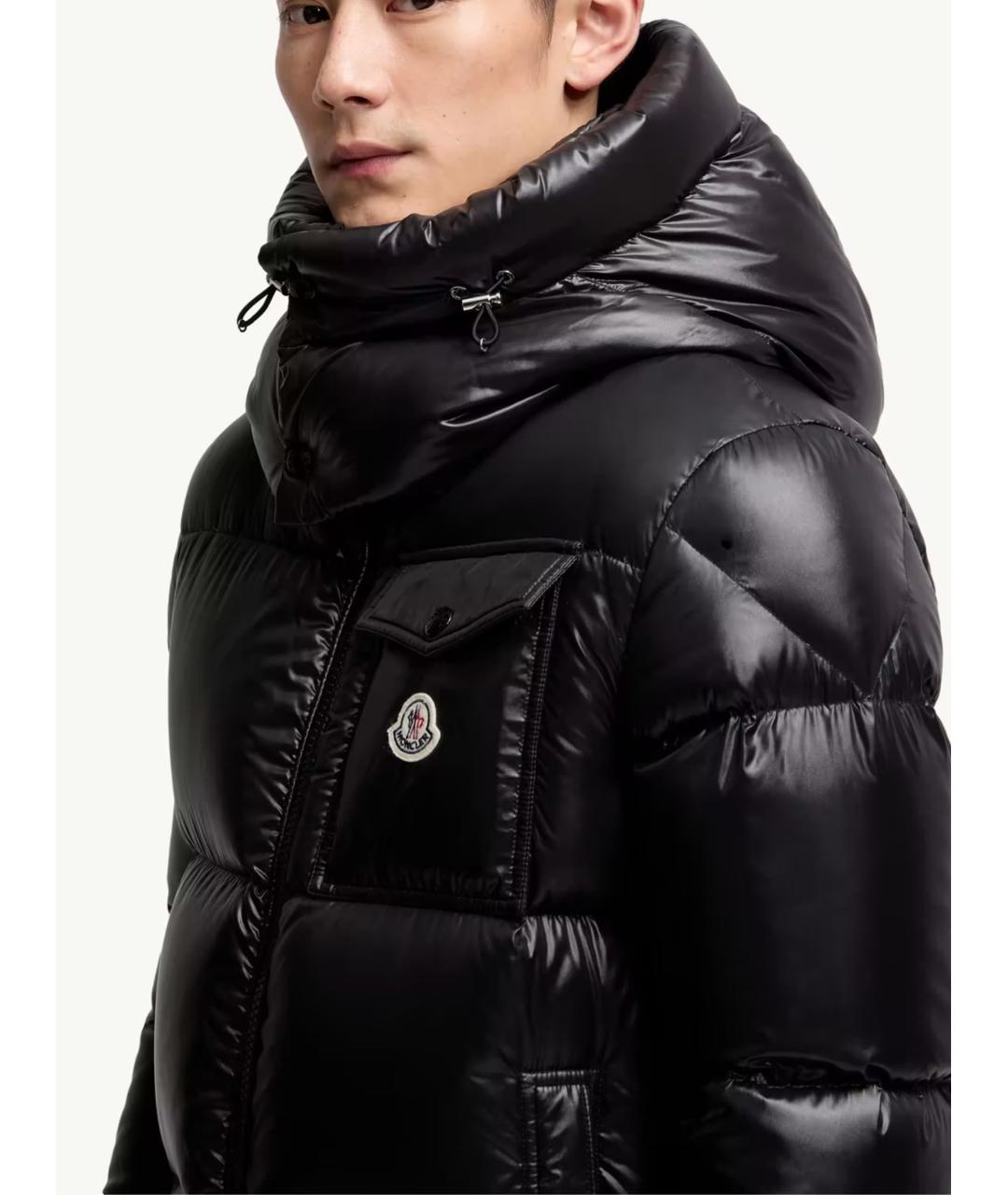 MONCLER Черный синтетический пуховик, фото 4
